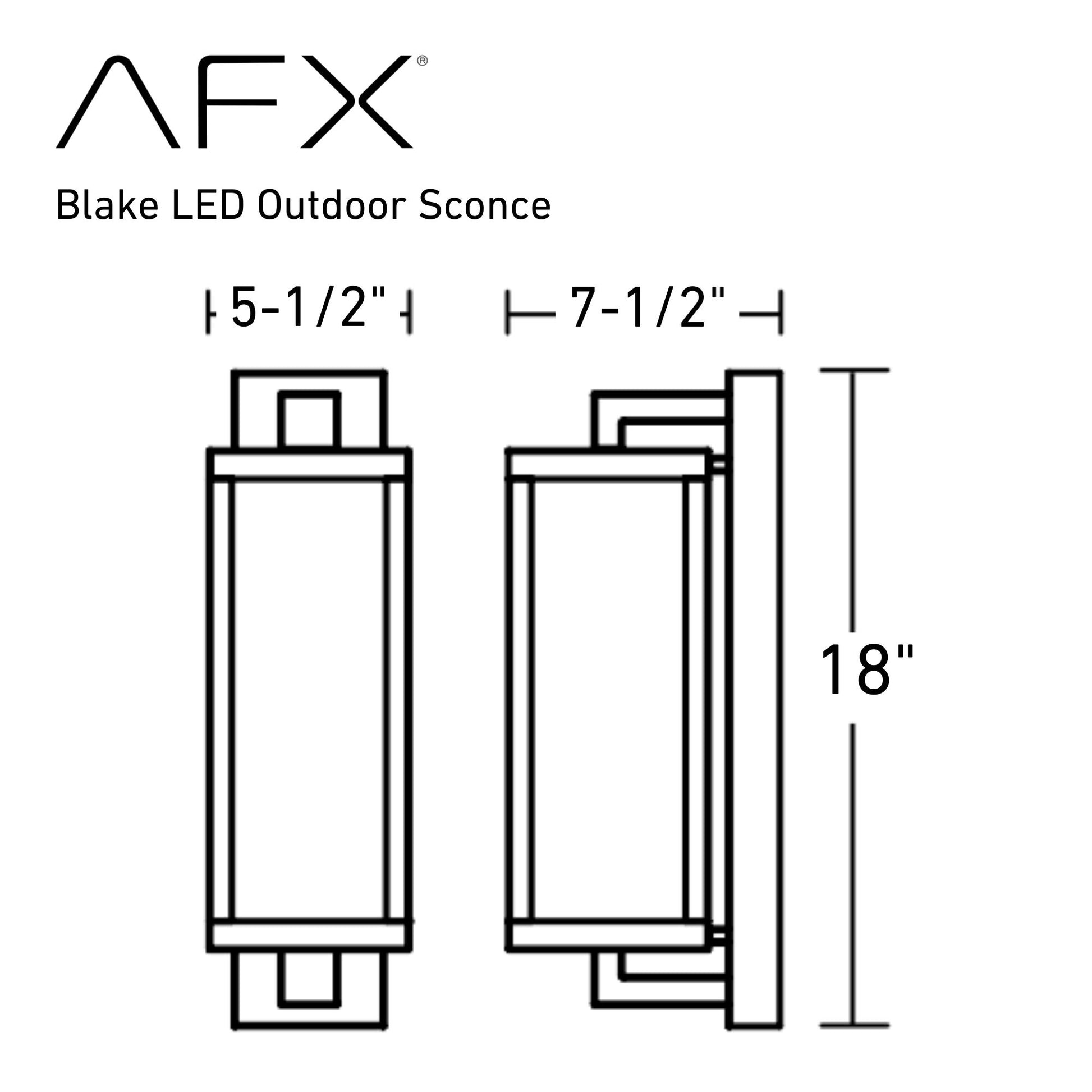 Blake 18'' LED Outdoor Wall Sconce, Black Finish - Bees Lighting