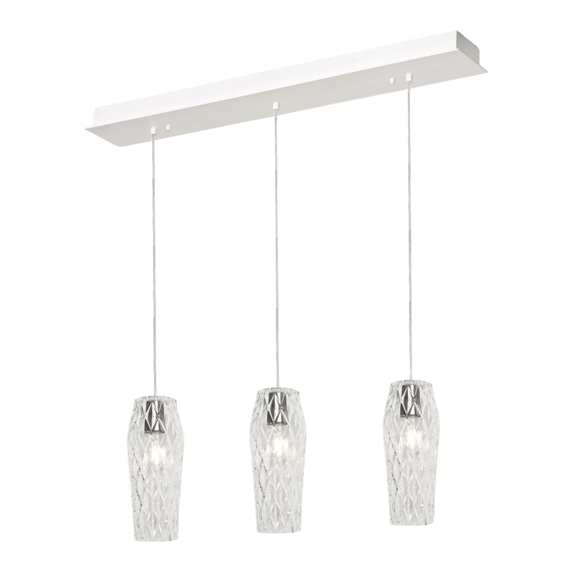 Candace 36" Linear Pendant, Satin Nickel Finish, Clear Shade - Bees Lighting