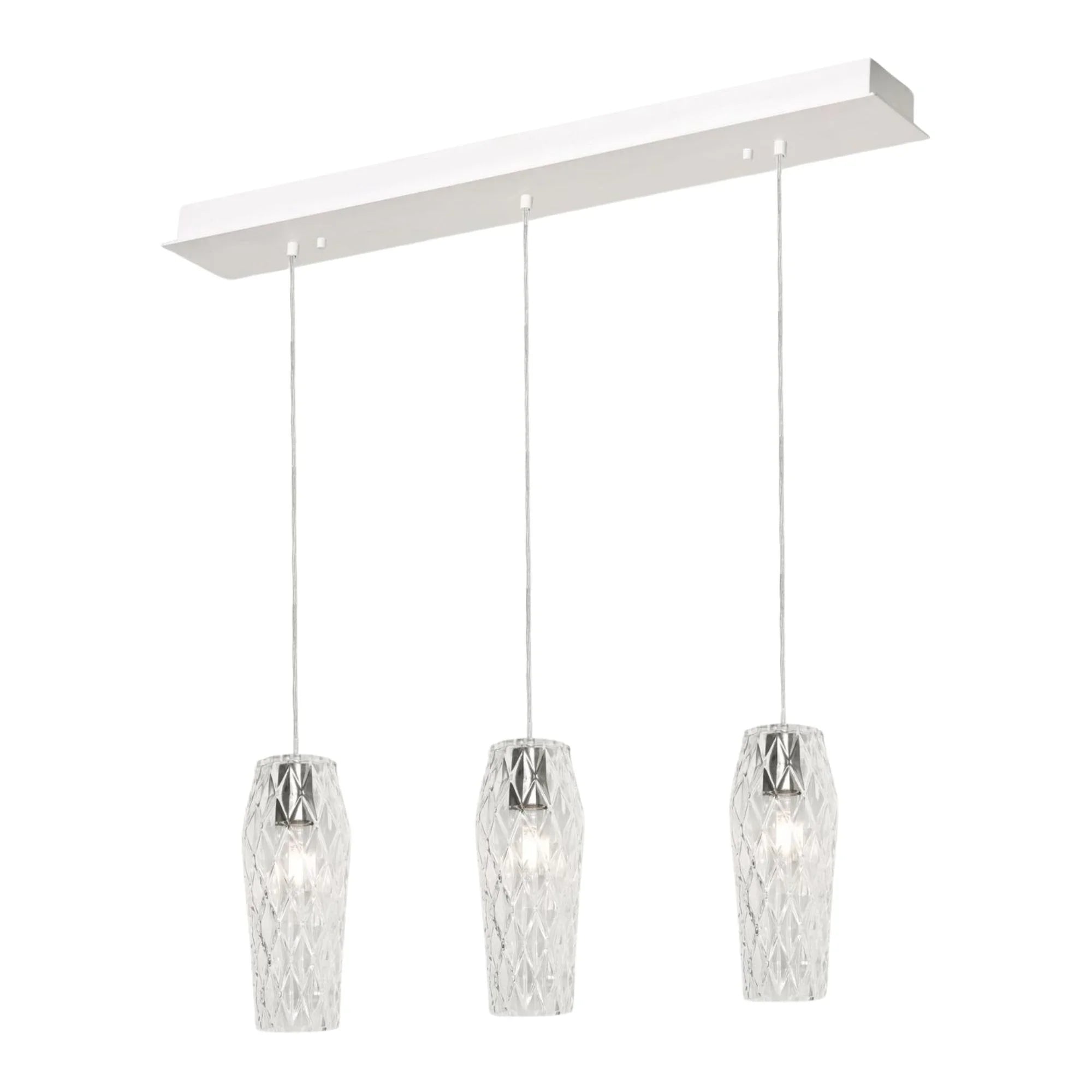 Candace 36" Linear Pendant, Satin Nickel Finish, Clear Shade - Bees Lighting