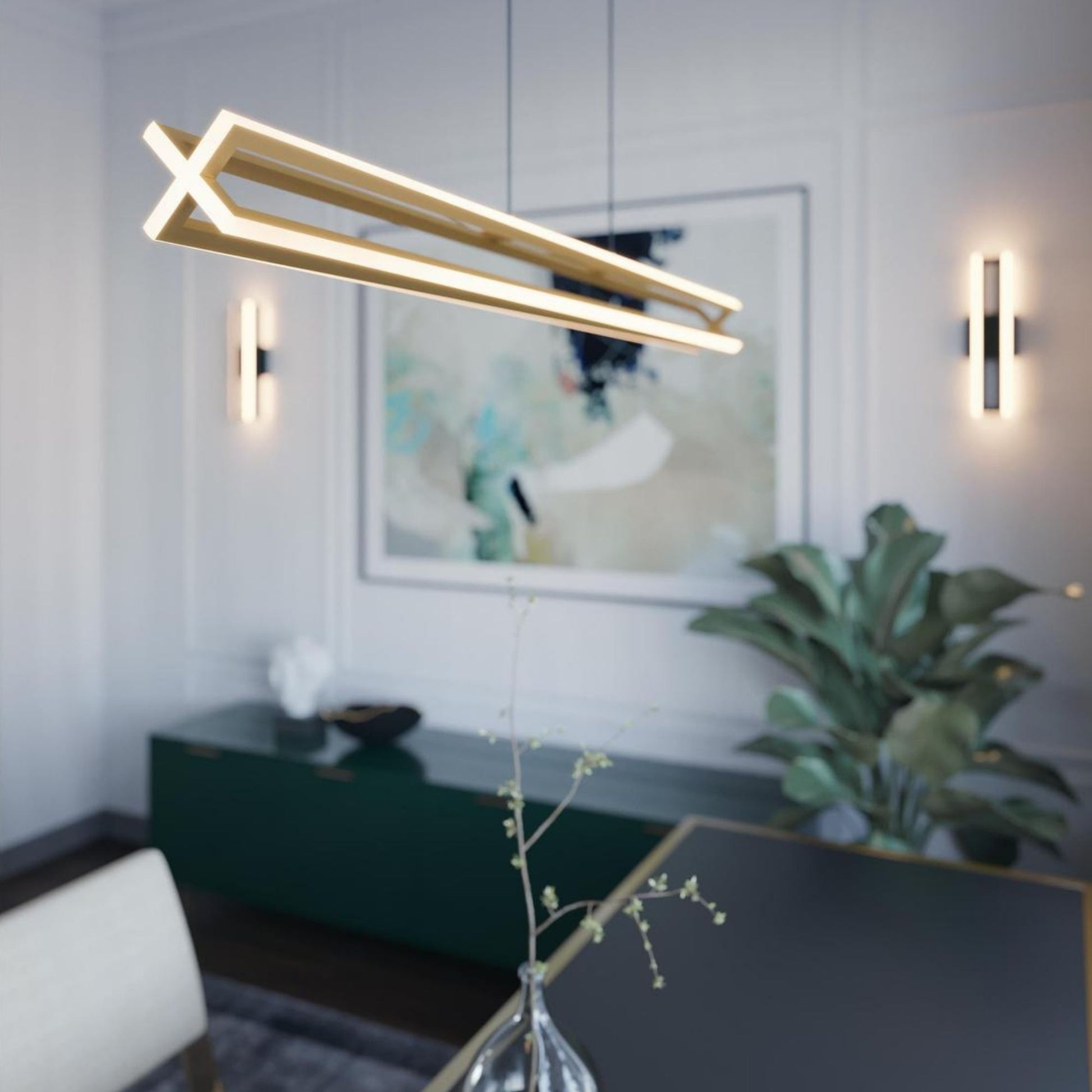 Cass 48" LED Linear Pendant, Satin Nickel Finish - Bees Lighting