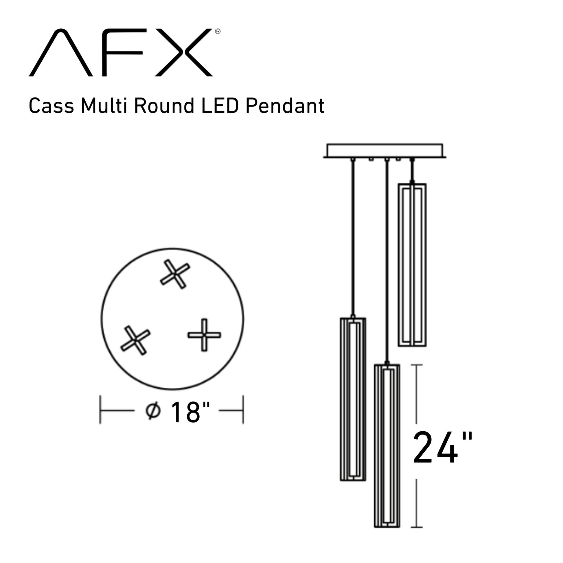 Cass 18" LED Pendant, Black Finish - Bees Lighting