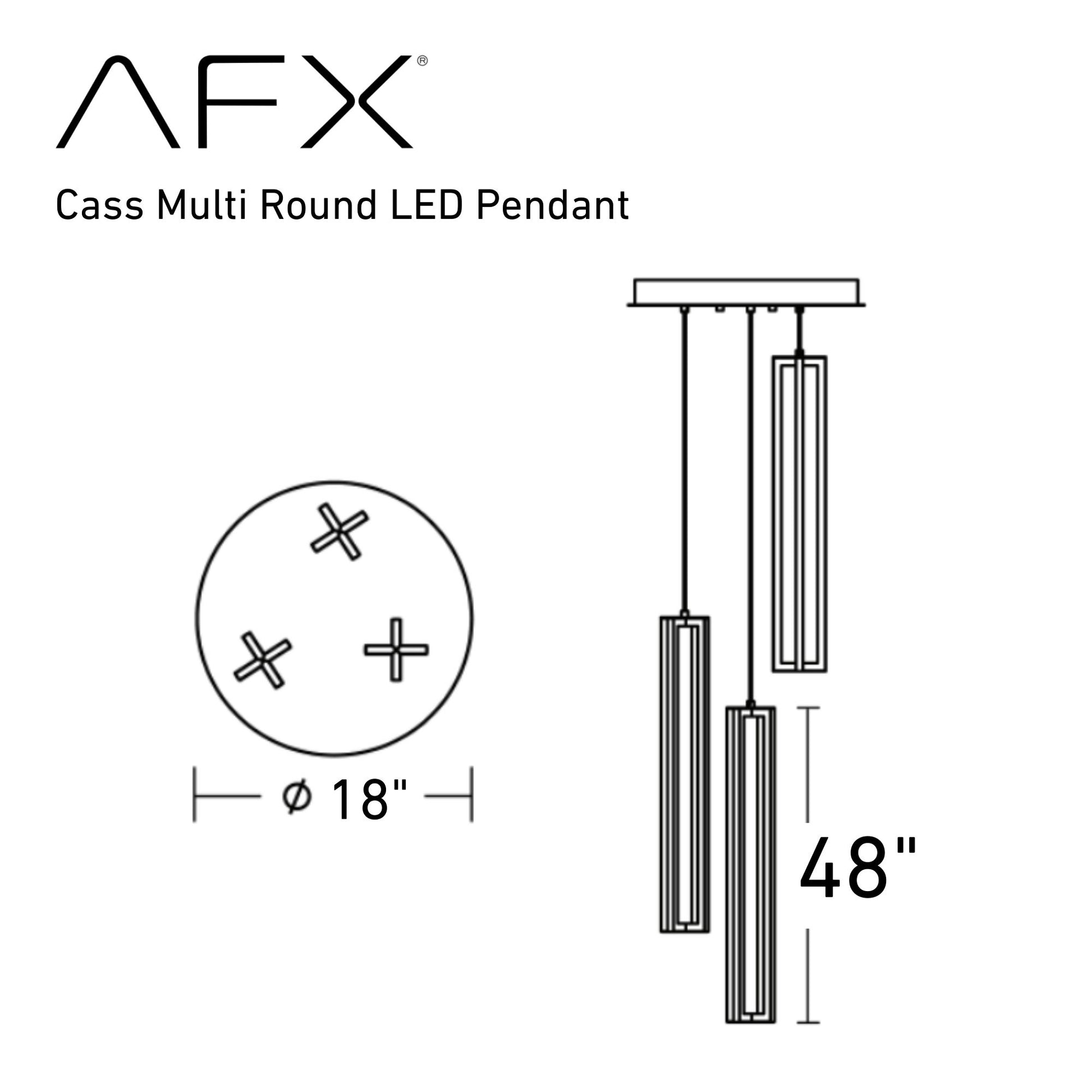 Cass 18" Multi-Port LED Pendant,120W, Black Finish - Bees Lighting