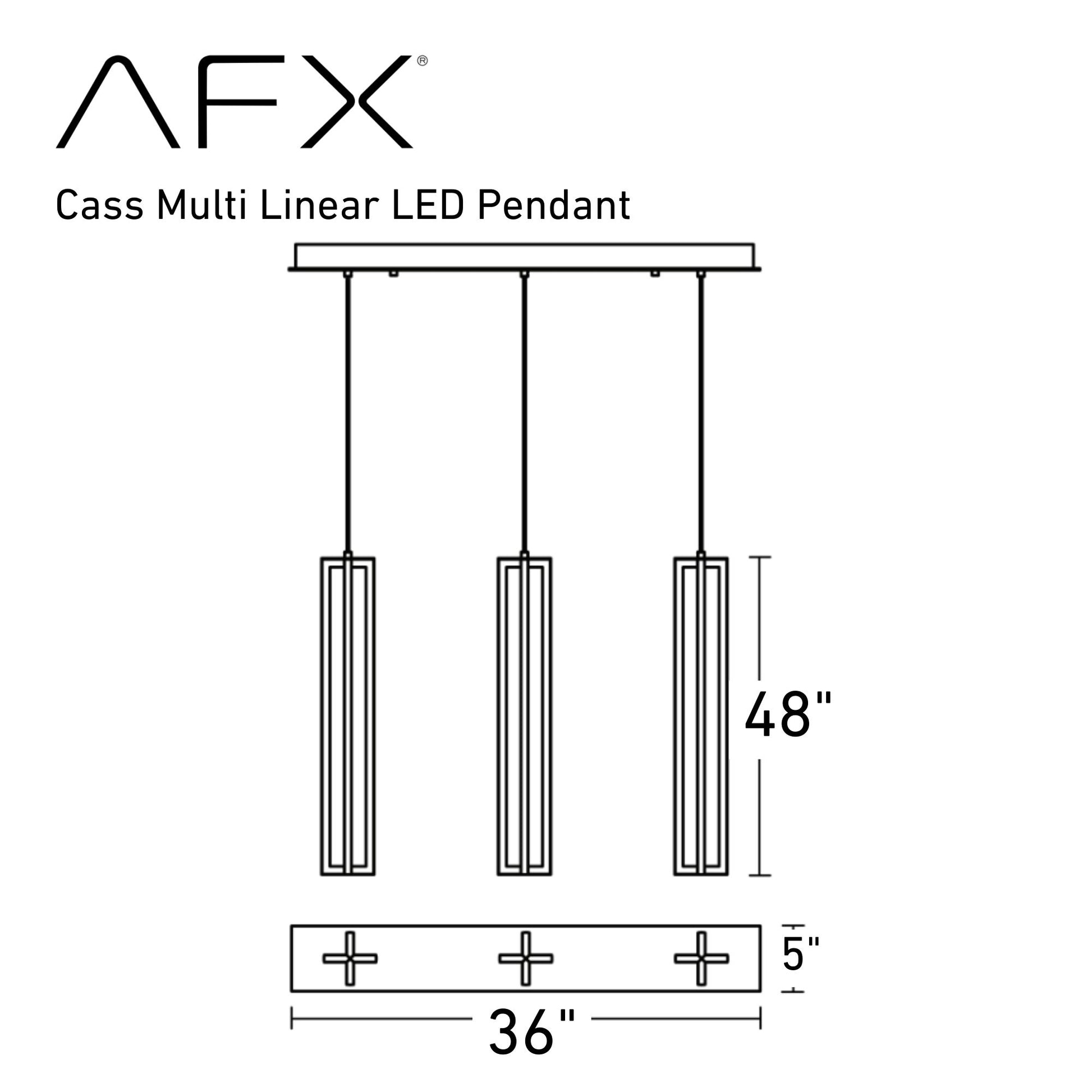 Cass 36" LED Linear Pendant, 120W, Satin Nickel Finish - Bees Lighting