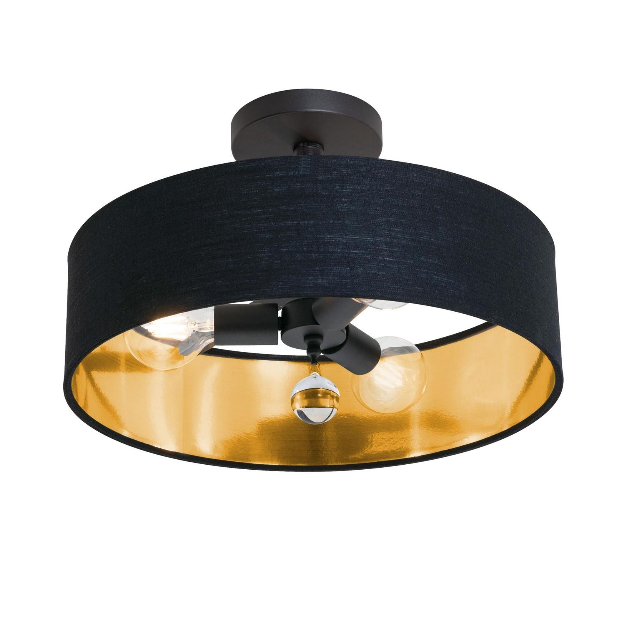 Celine 18'' 3-Light Convertible Pendant Light, Black Finish with Black/Gold shade - Bees Lighting