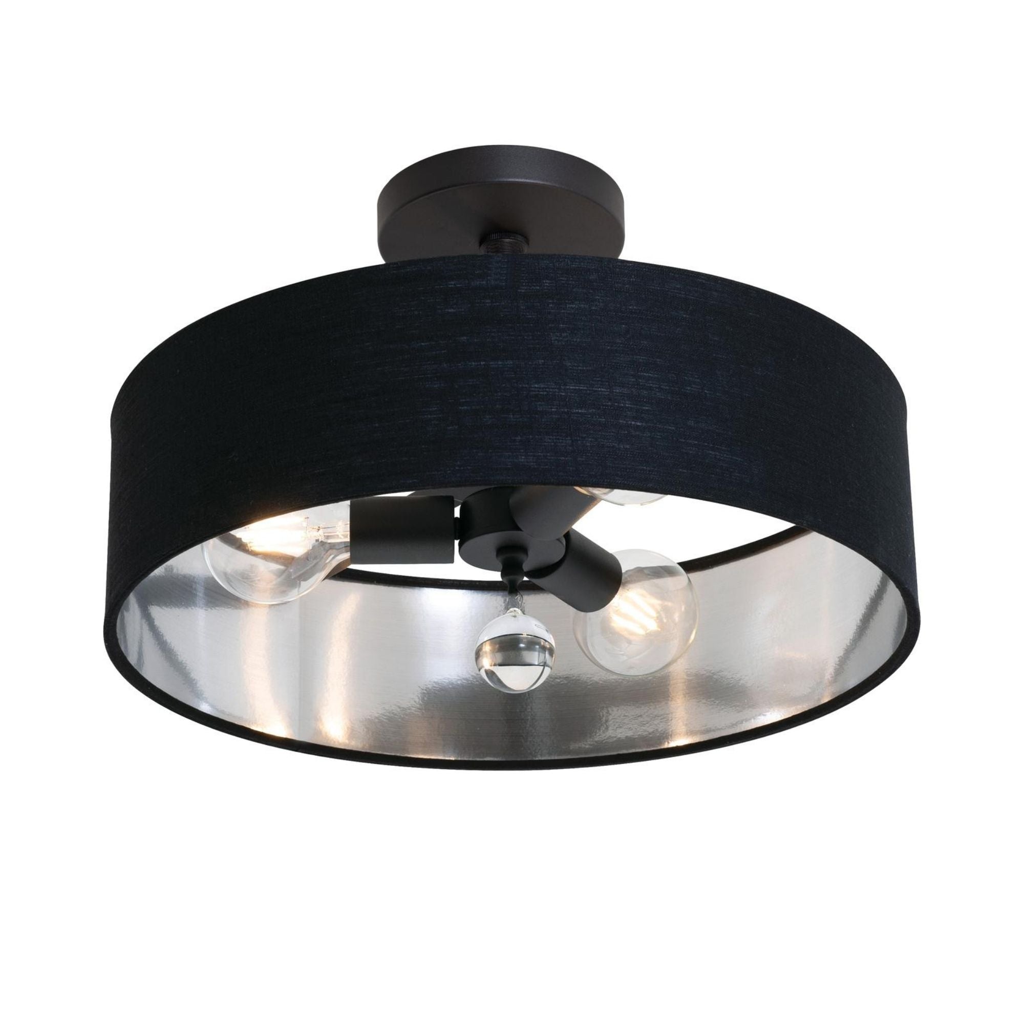 Celine 18'' 3-Light Convertible Pendant Light, Black Finish with Black/Silver shade - Bees Lighting