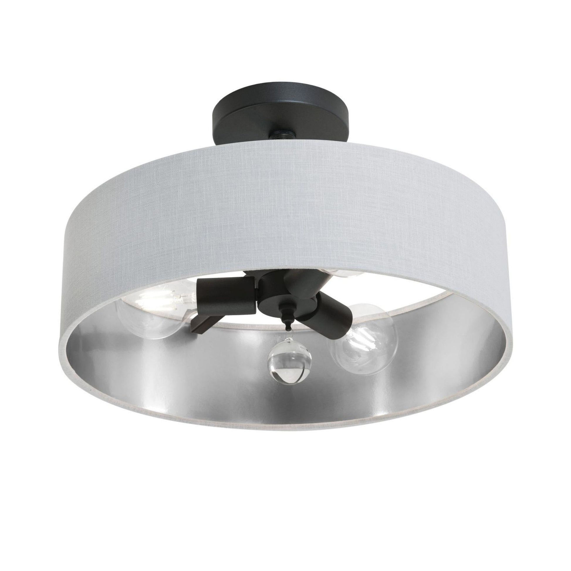Celine 18'' 3-Light Convertible Pendant Light, Black Finish with White/Silver shade - Bees Lighting