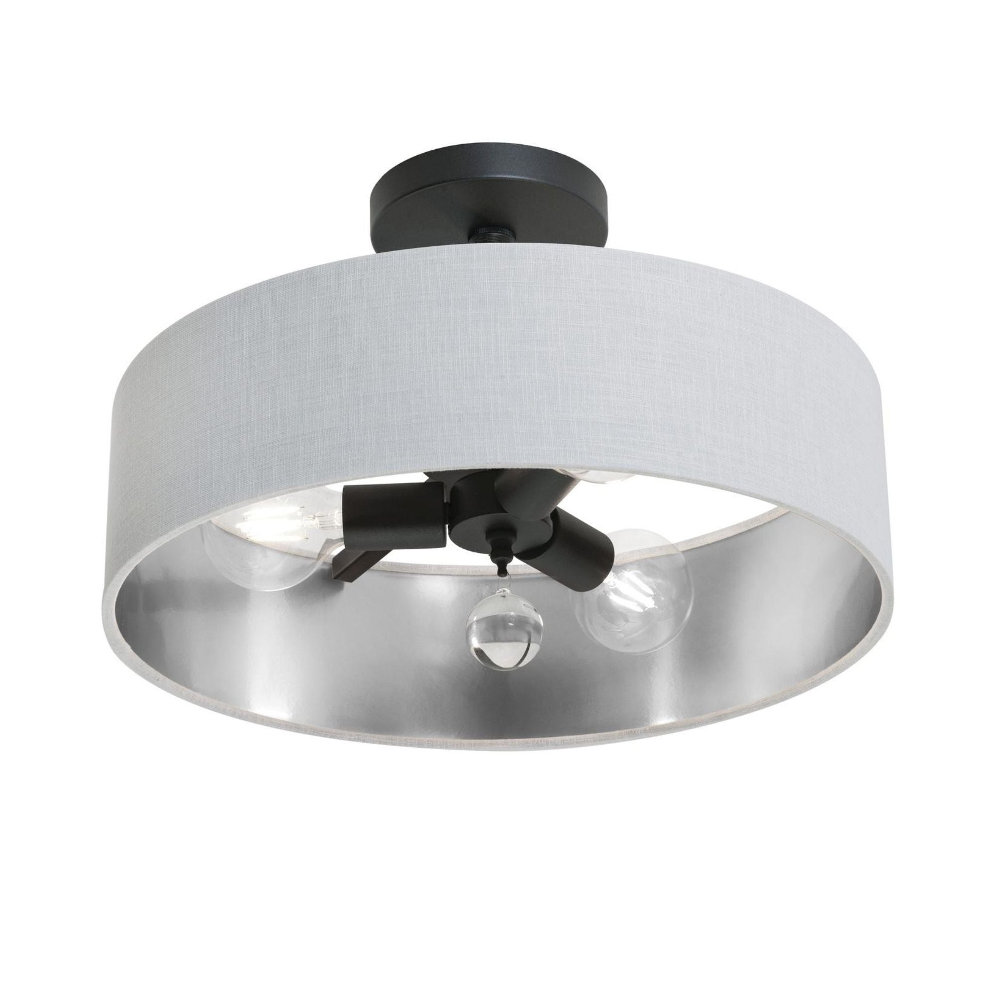 Celine 18'' 3-Light Convertible Pendant Light, Black Finish with White/Silver shade - Bees Lighting