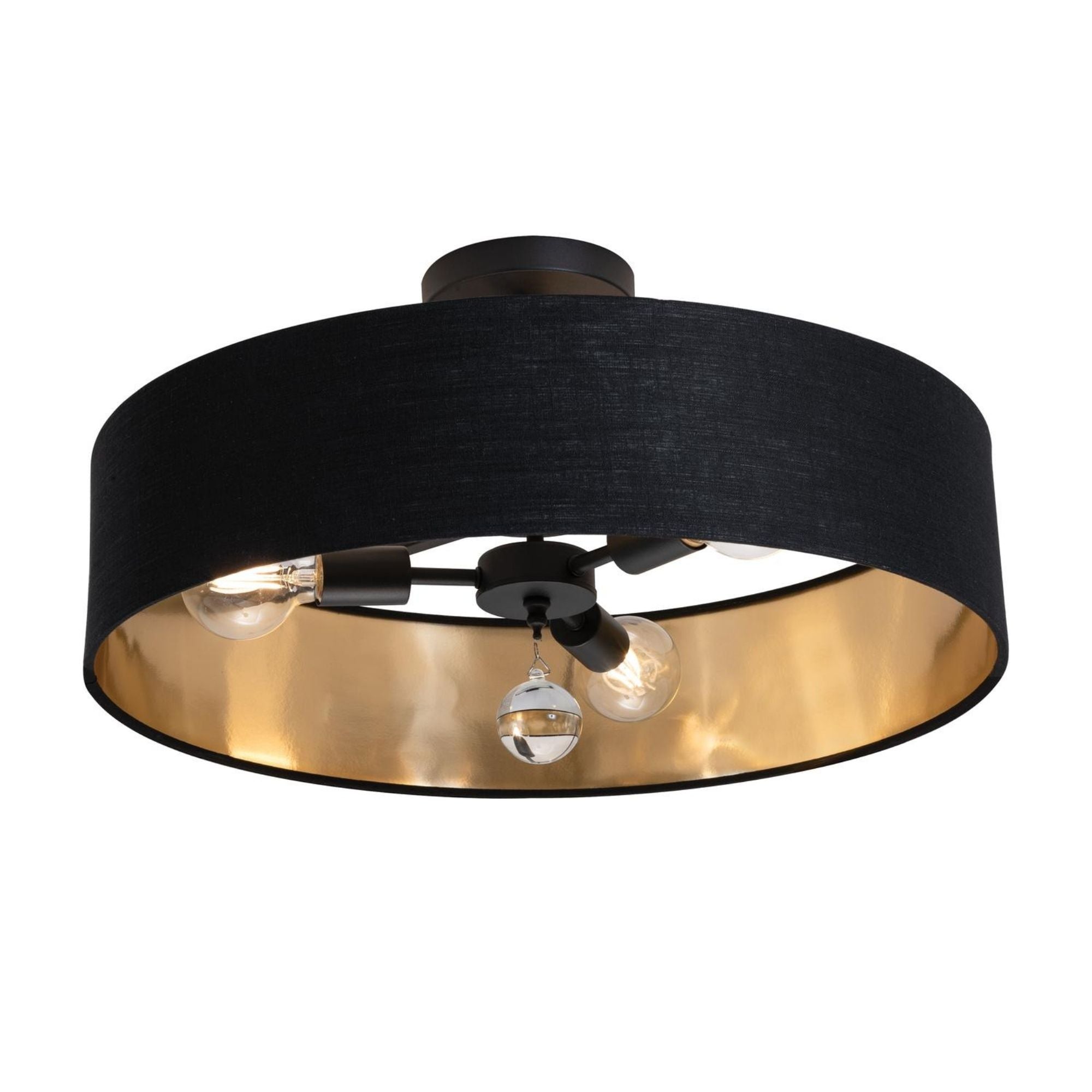 Celine 24'' 3-Light Convertible Pendant Light, Black Finish with Black/Gold shade - Bees Lighting