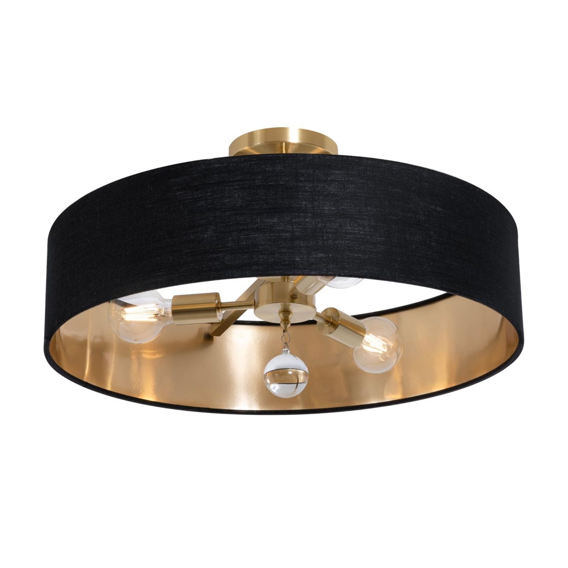 Celine 24'' 3-Light Convertible Pendant Light, Satin Brass Finish with Black/Gold shade - Bees Lighting