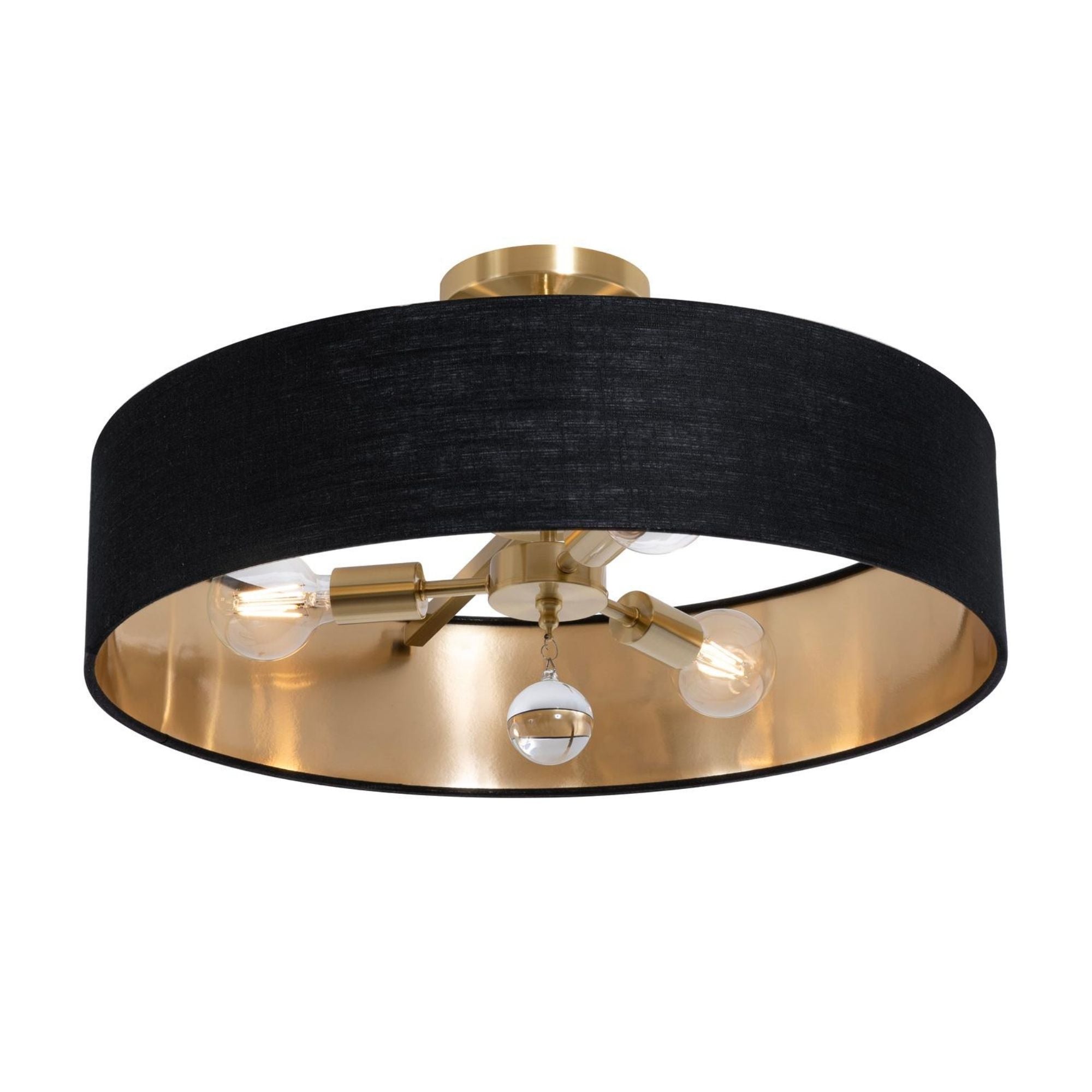 Celine 24'' 3-Light Convertible Pendant Light, Satin Brass Finish with Black/Gold shade - Bees Lighting