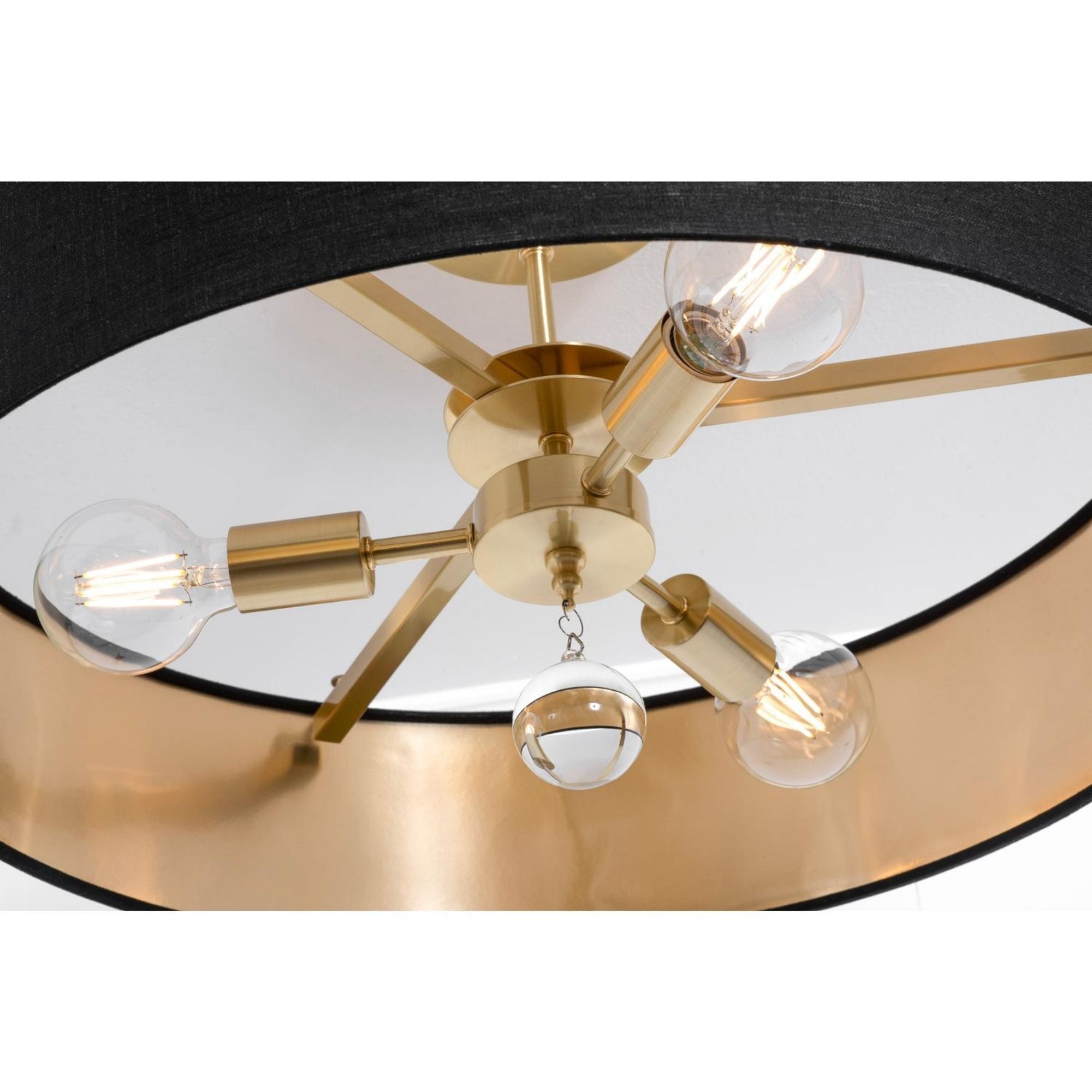 Celine 24'' 3-Light Convertible Pendant Light, Satin Brass Finish with Black/Gold shade - Bees Lighting
