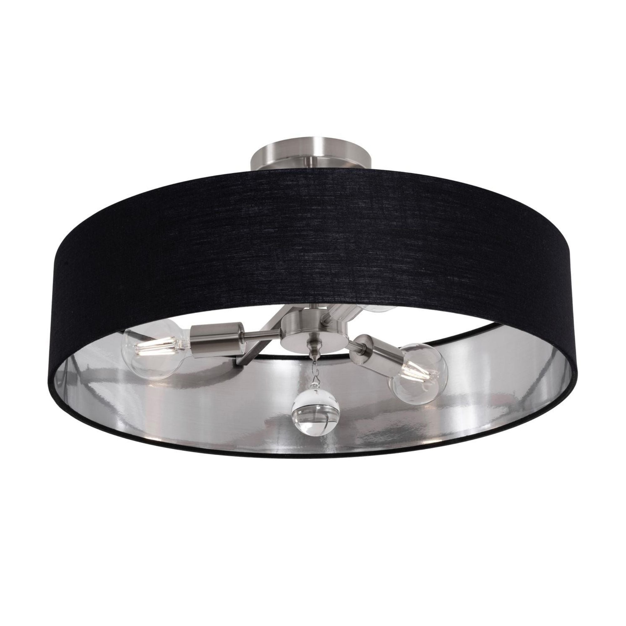 Celine 24'' 3-Light Convertible Pendant Light, Satin Nickel Finish with White/Gold shade - Bees Lighting
