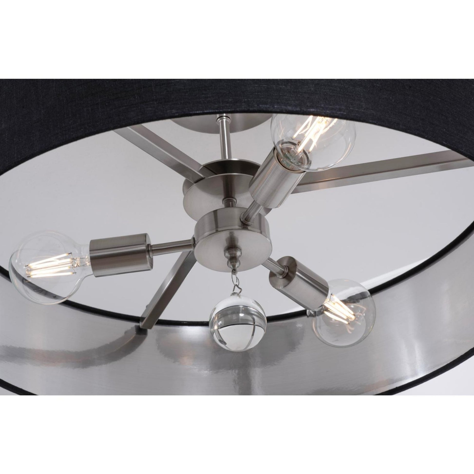 Celine 24'' 3-Light Convertible Pendant Light, Satin Nickel Finish with White/Gold shade - Bees Lighting