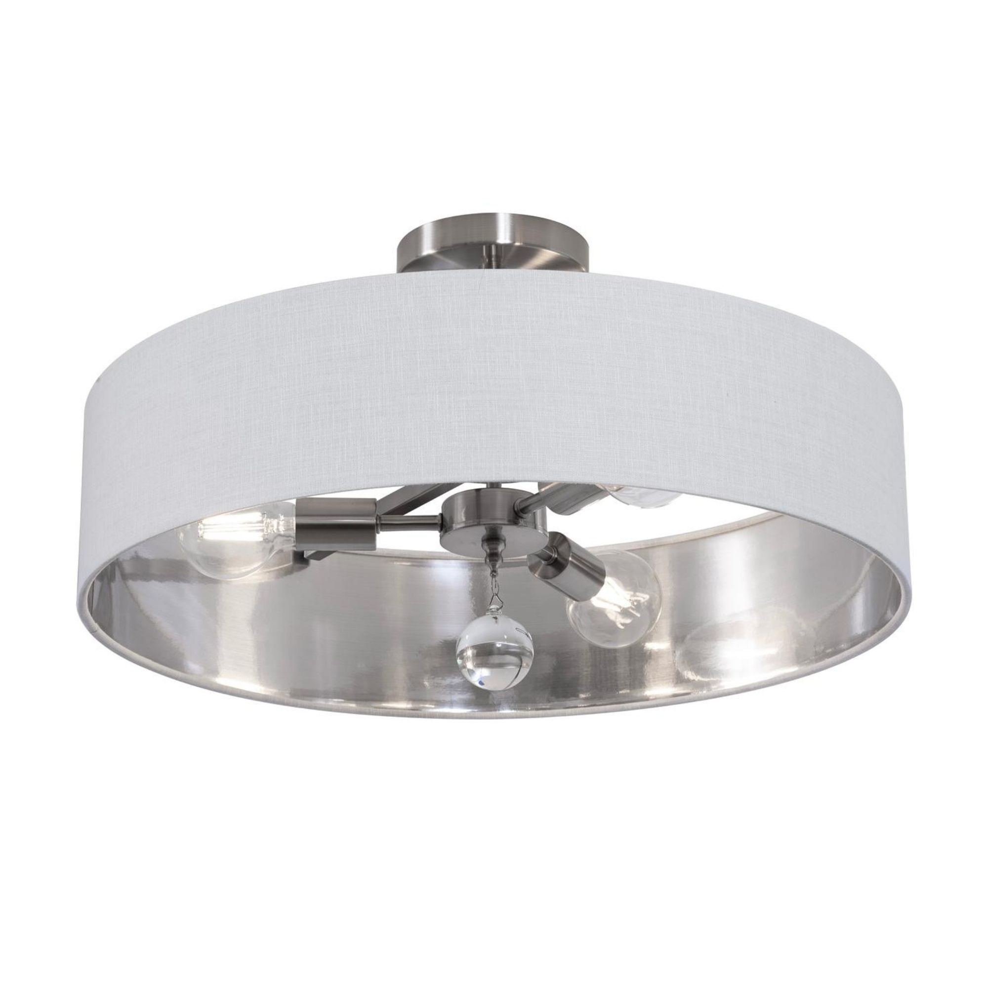 Celine 24'' 3-Light Convertible Pendant Light, Satin Nickel Finish with White/Silver shade - Bees Lighting