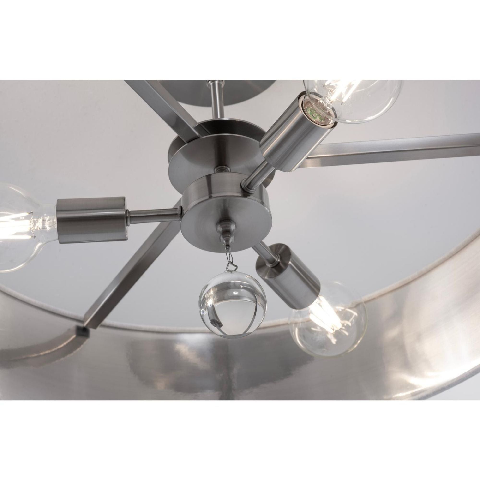 Celine 24'' 3-Light Convertible Pendant Light, Satin Nickel Finish with White/Silver shade - Bees Lighting