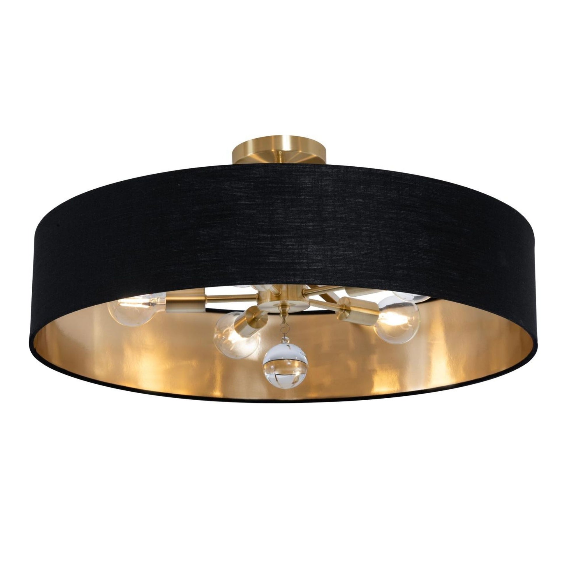 Celine 30'' 5-Light Convertible Pendant Light, Satin Brass Finish with Black/Gold shade - Bees Lighting
