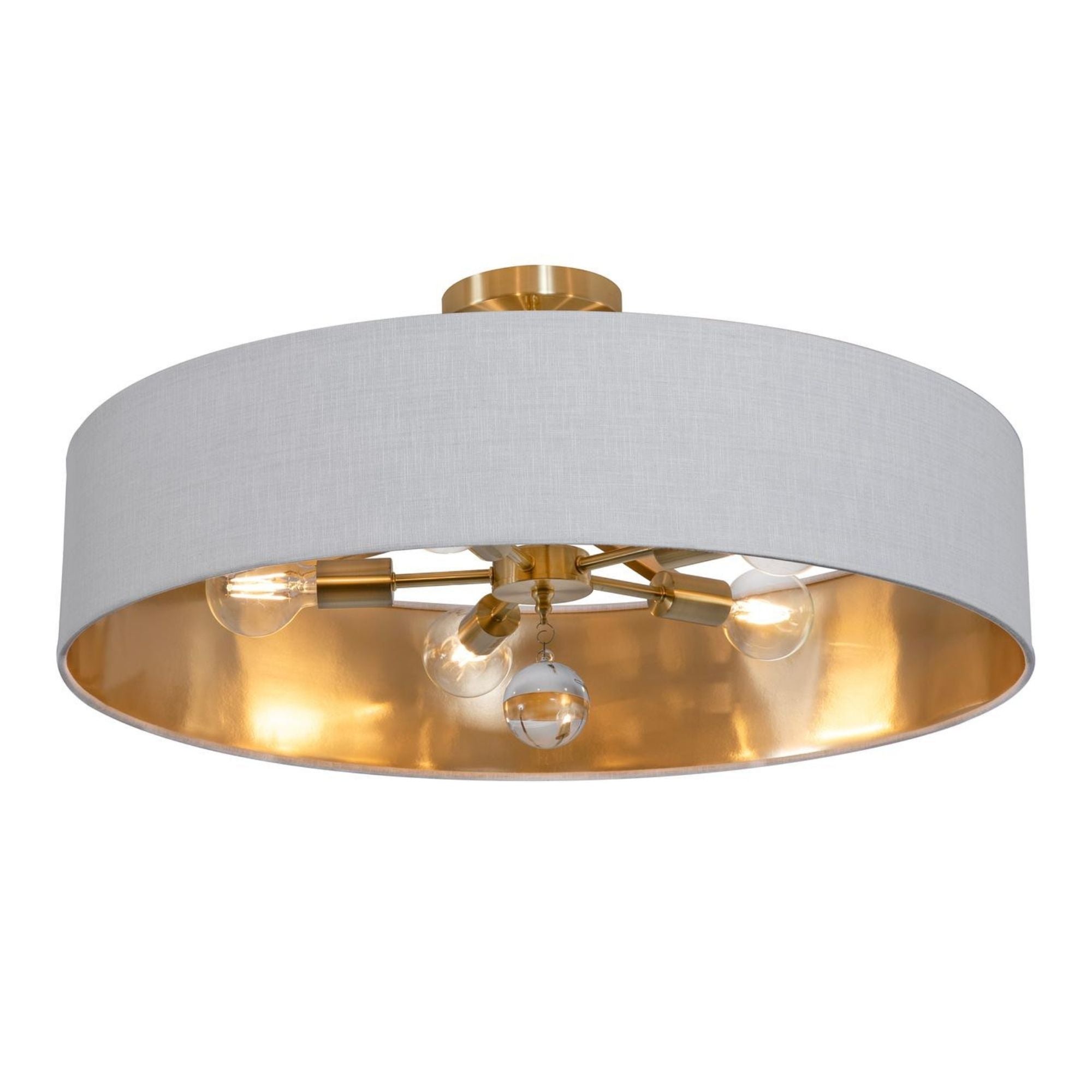 Celine 30'' 5-Light Convertible Pendant Light, Satin Brass Finish with Black/Silver shade - Bees Lighting