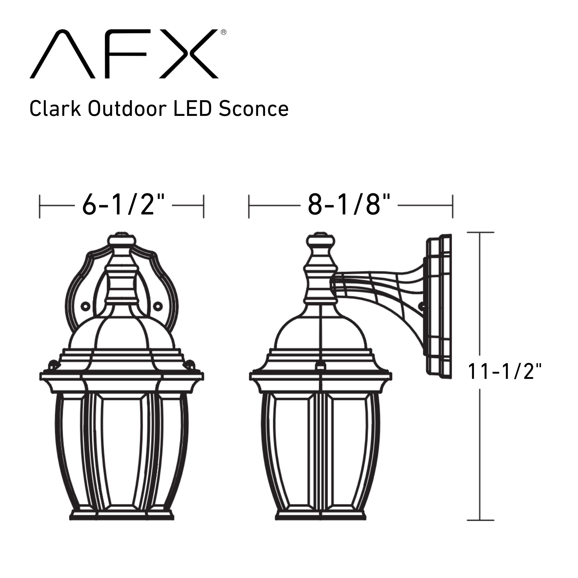 Clark 12 in. LED Outdoor Wall Light Black Finish 3000K - Bees Lighting