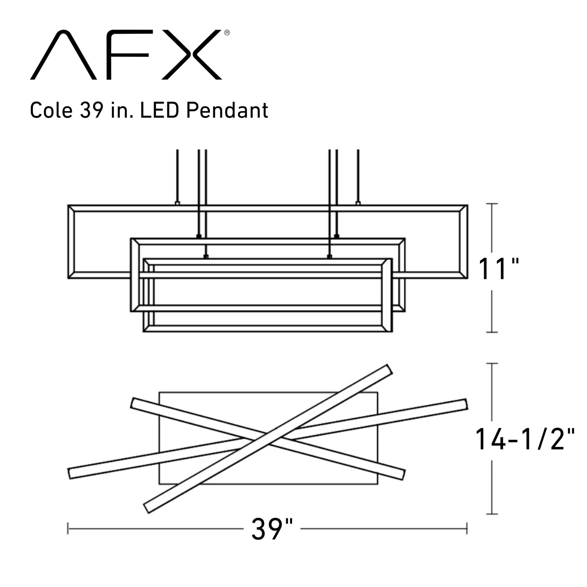 Cole 39" LED Pendant, Black Finish - Bees Lighting