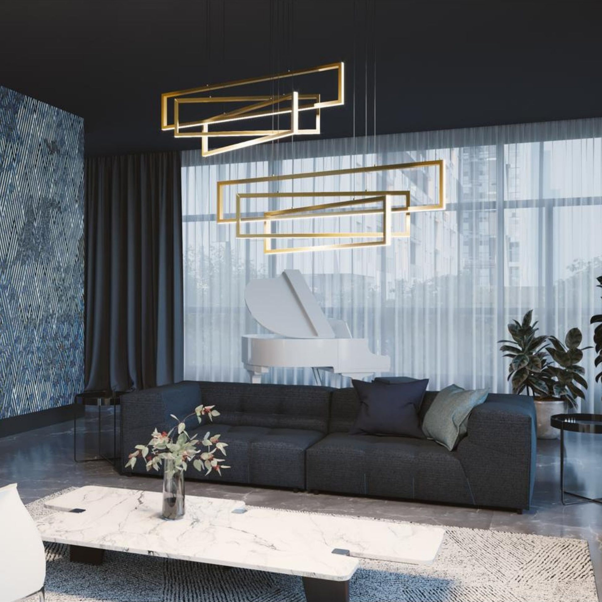 Cole 39" LED Pendant, Black Finish - Bees Lighting