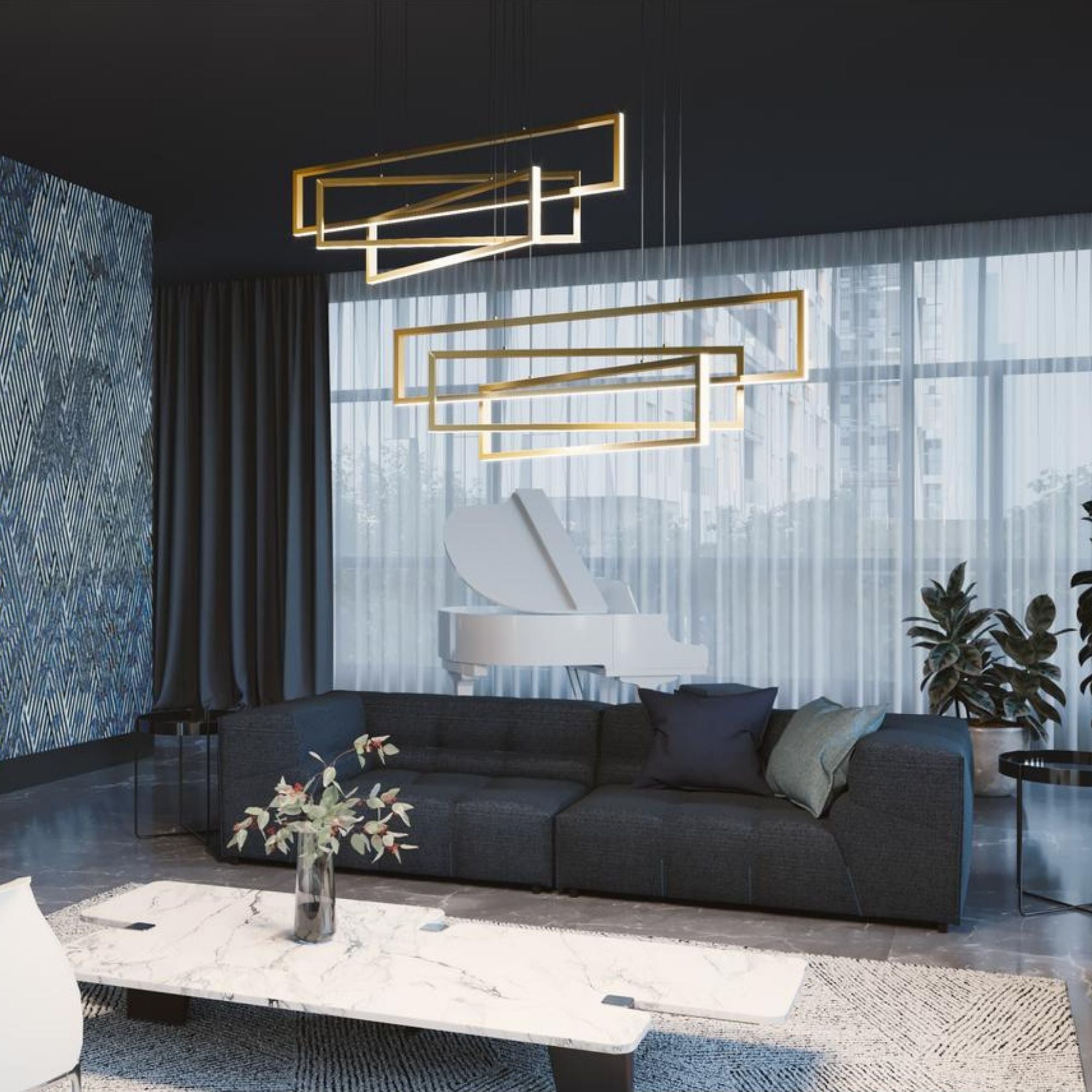 Cole 39" LED Pendant, Black Finish - Bees Lighting