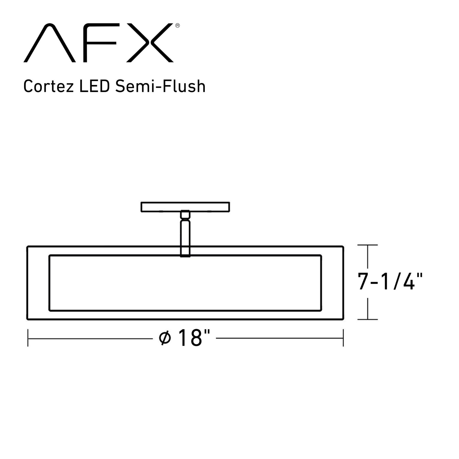 Cortez 18" LED Semi-Flush Mount, Satin Nickel Finish - Bees Lighting