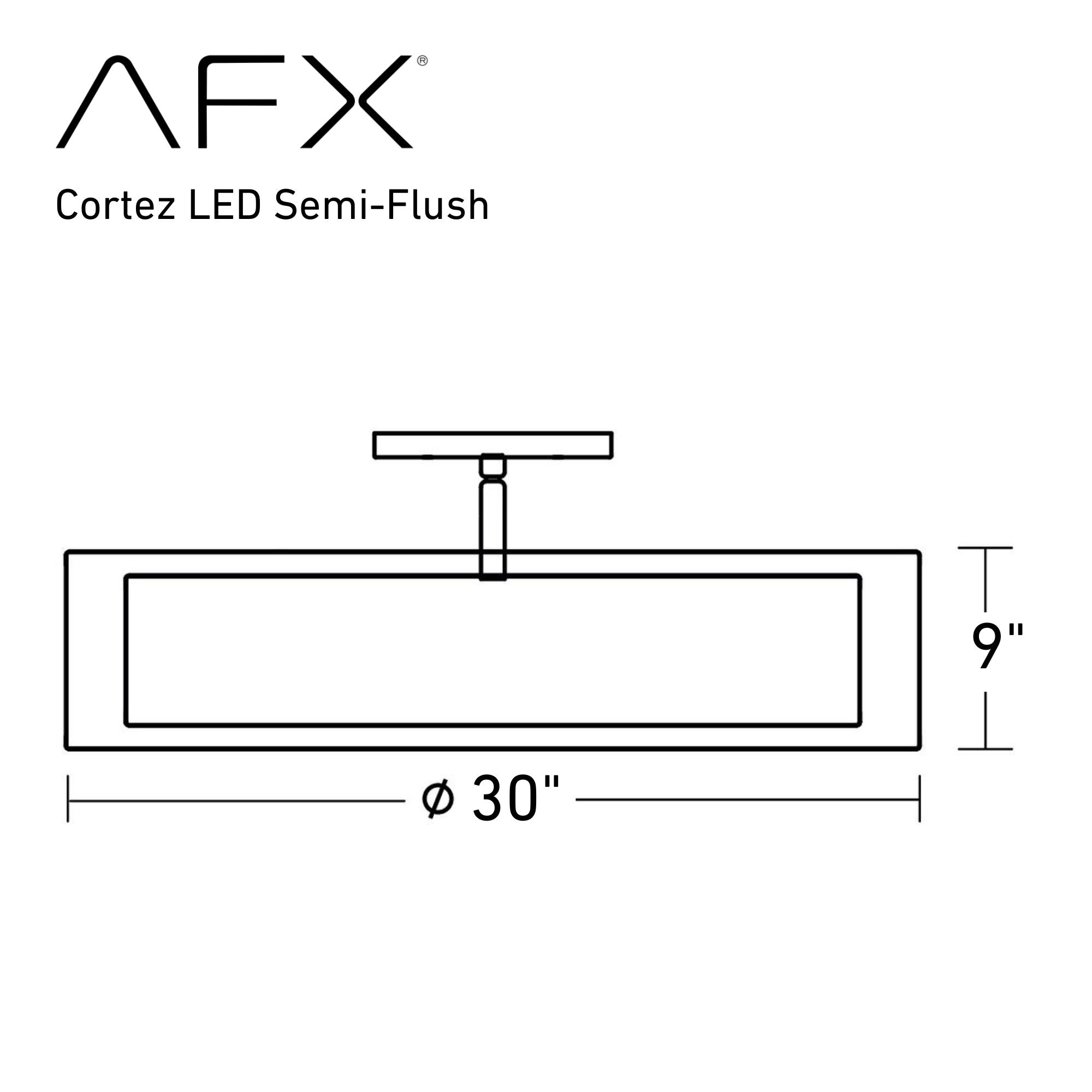 Cortez 30 in. LED Semi flush Mount Light Selectable CCT Satin Nickel finish - Bees Lighting