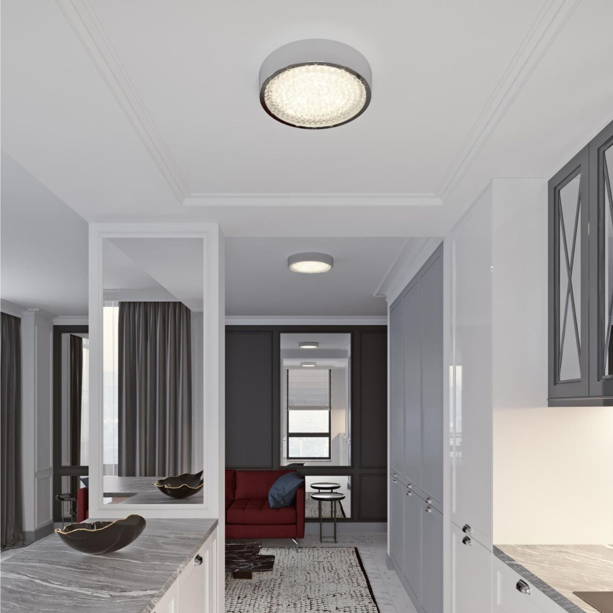 Diamonds 13" LED Flush Mount, Polished Chrome Finish