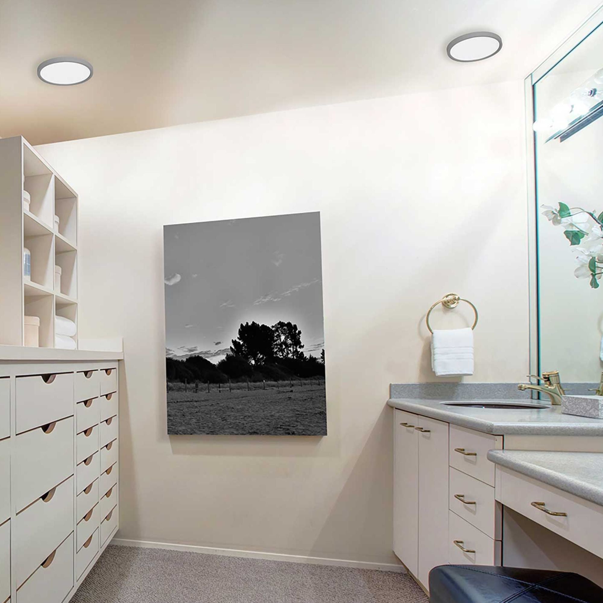 Edge Round Large 24" LED Flush Mount, 3CCT, Black Finish, 120V