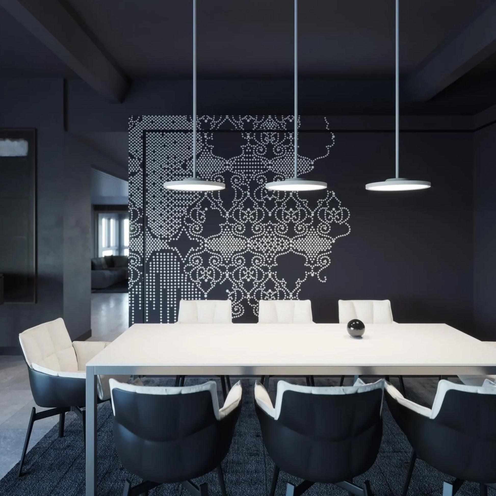 Edge Round Large 24" LED Mini Pendant, White Finish, 120-277V - Bees Lighting