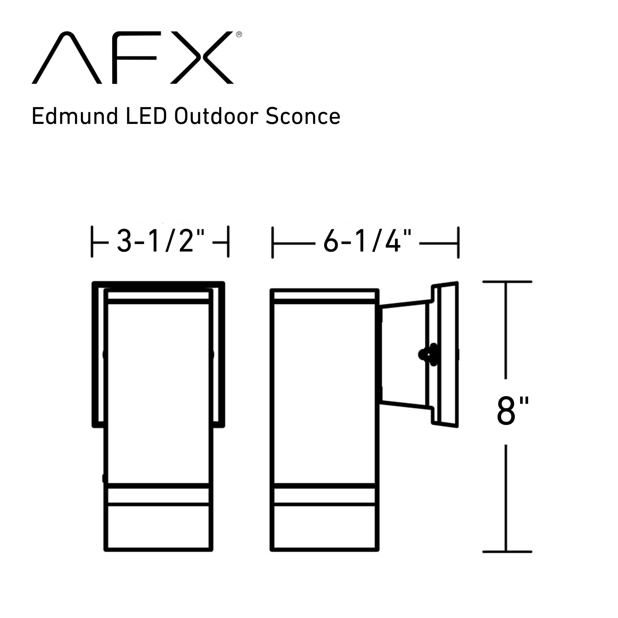 Edmund 8 in. LED Outdoor Wall Sconce Selectable CCT Black Finish - Bees Lighting