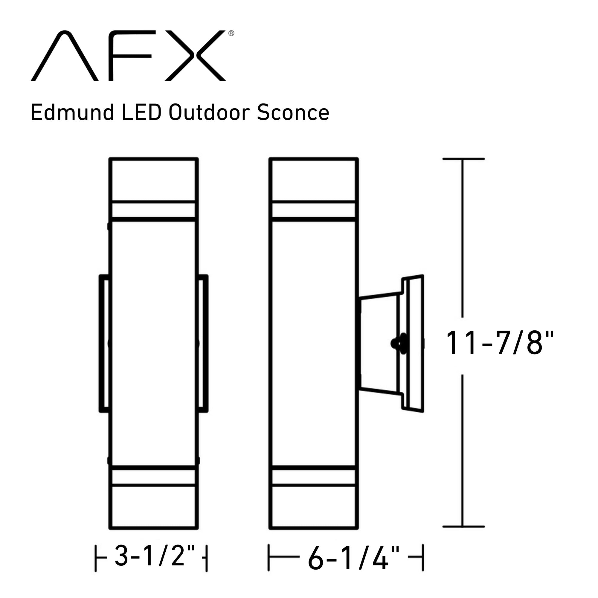 Edmund 12 in. LED Outdoor Wall Sconce Selectable CCT Black Finish - Bees Lighting