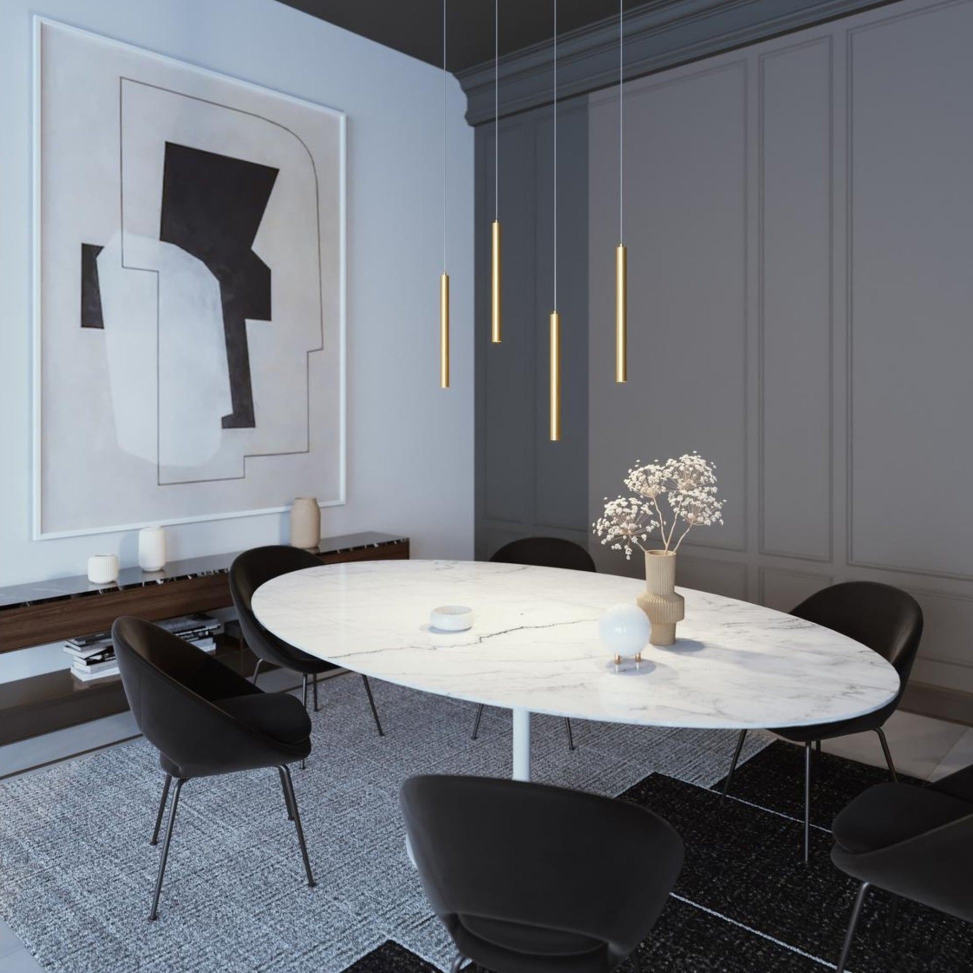 Eli 36" LED Linear Pendant, Satin Brass Finish - Bees Lighting