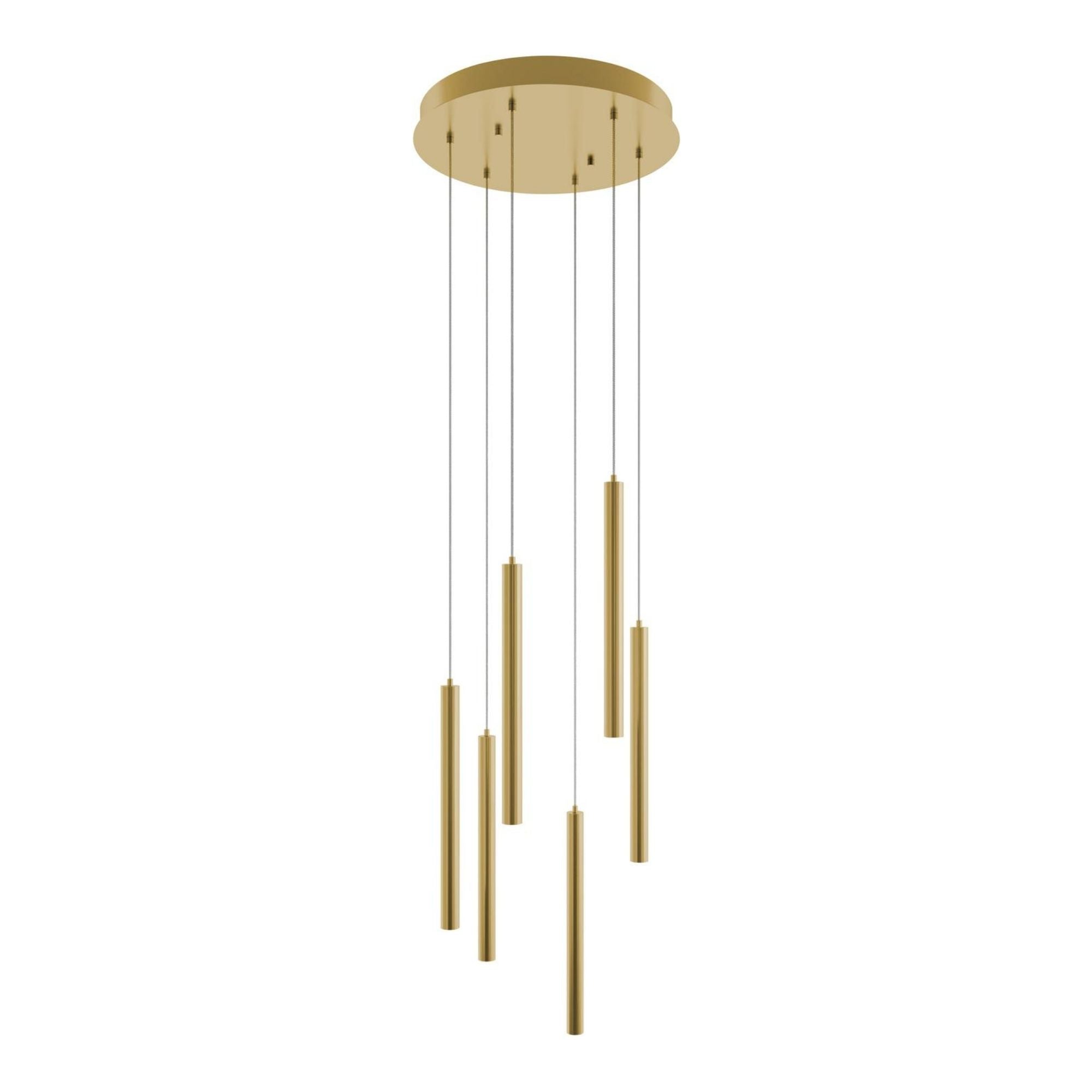 Eli 6 Lights 18 In. LED Pendant Light Satin Brass Finish - Bees Lighting
