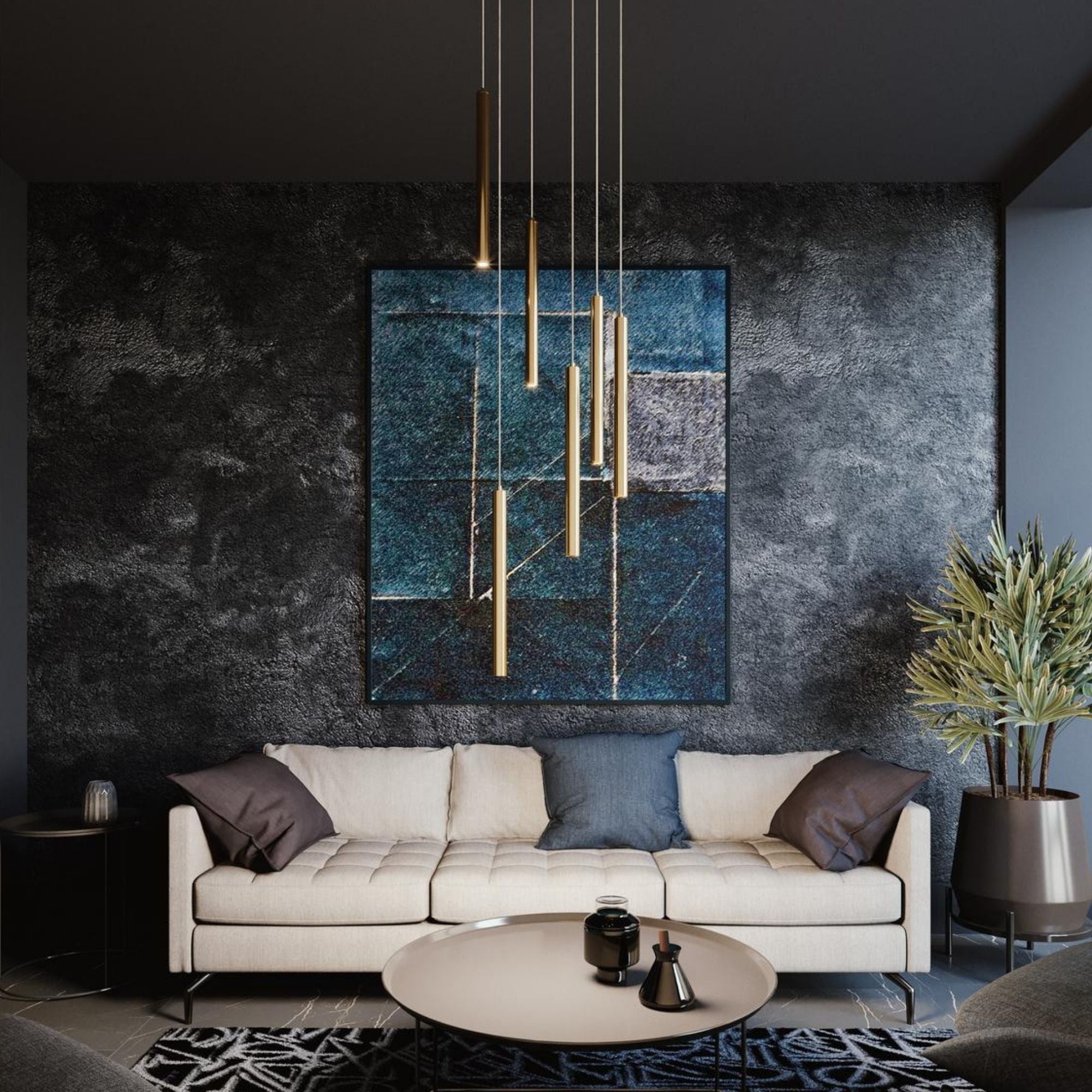 Eli 9 Lights 24 In. LED Pendant Light Satin Brass Finish - Bees Lighting
