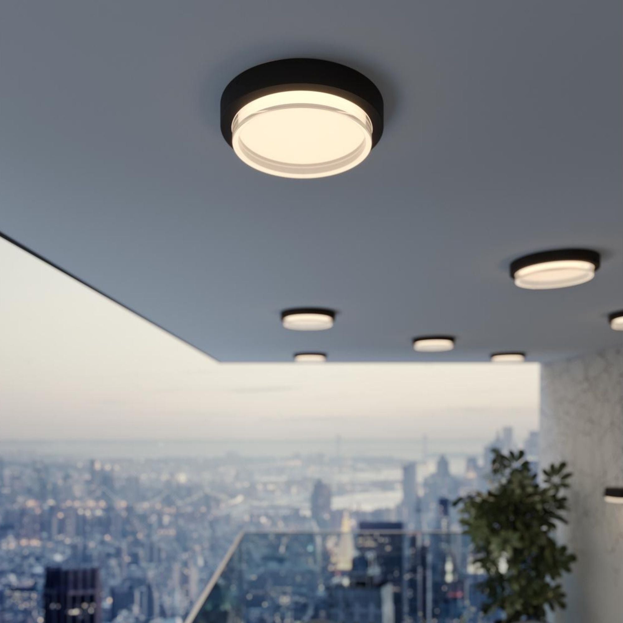 Elm 9 in. LED Outdoor Flush Mount 845 lumens Selectable CCT Black finish - Bees Lighting