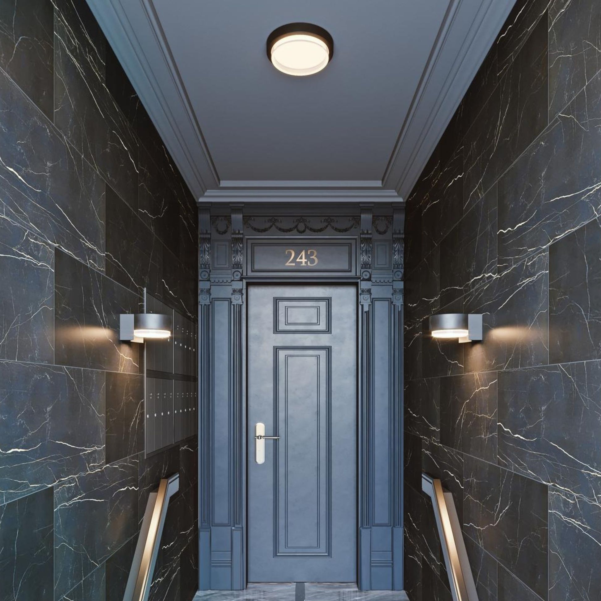 Elm 9" LED Outdoor Flush Mount, Black Finish - Bees Lighting