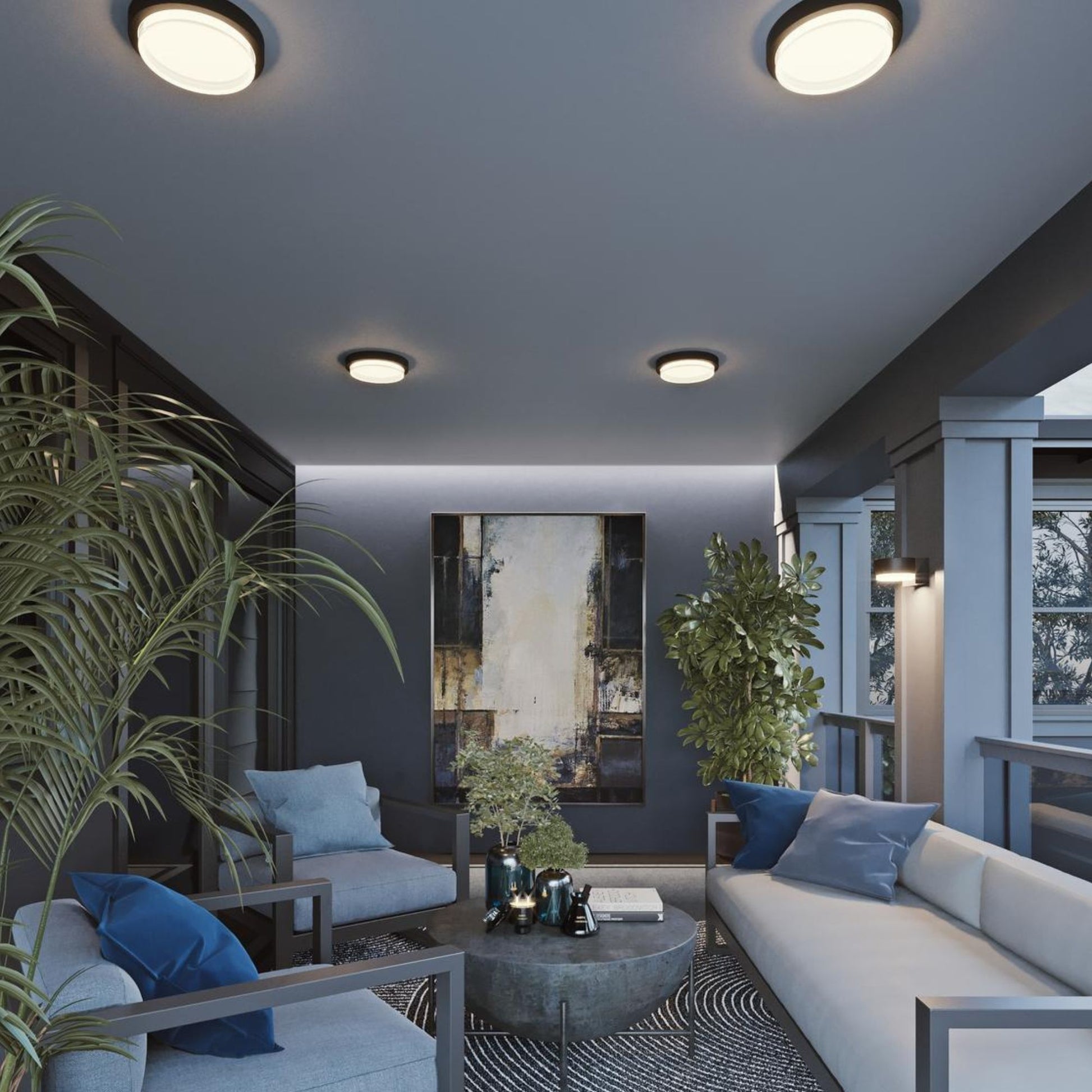 Elm 9" LED Outdoor Flush Mount, Black Finish - Bees Lighting