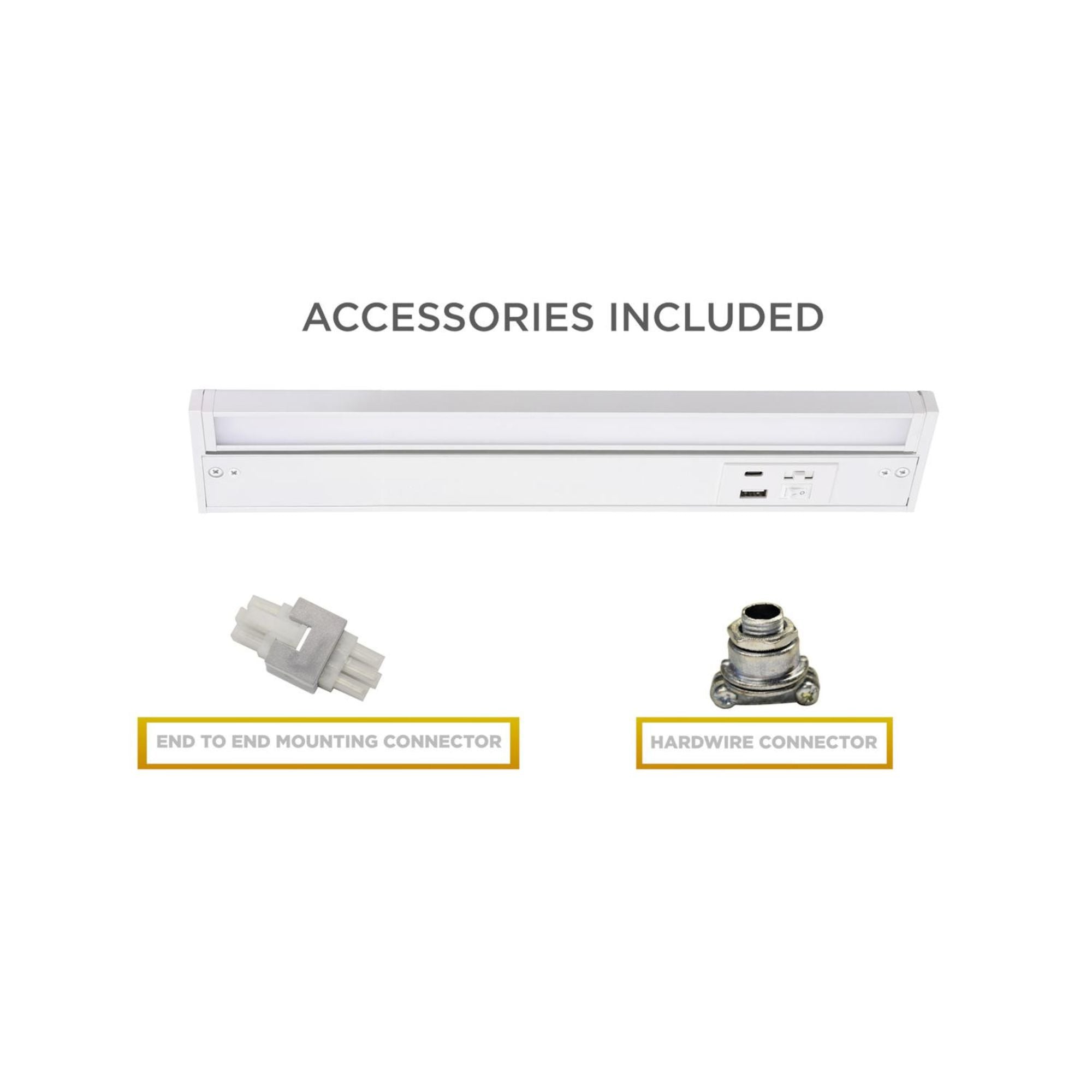 Elena 40-Inch Under Cabinet LED Light, Selectable CCT 2700K to 5000K, 120V, White - Bees Lighting