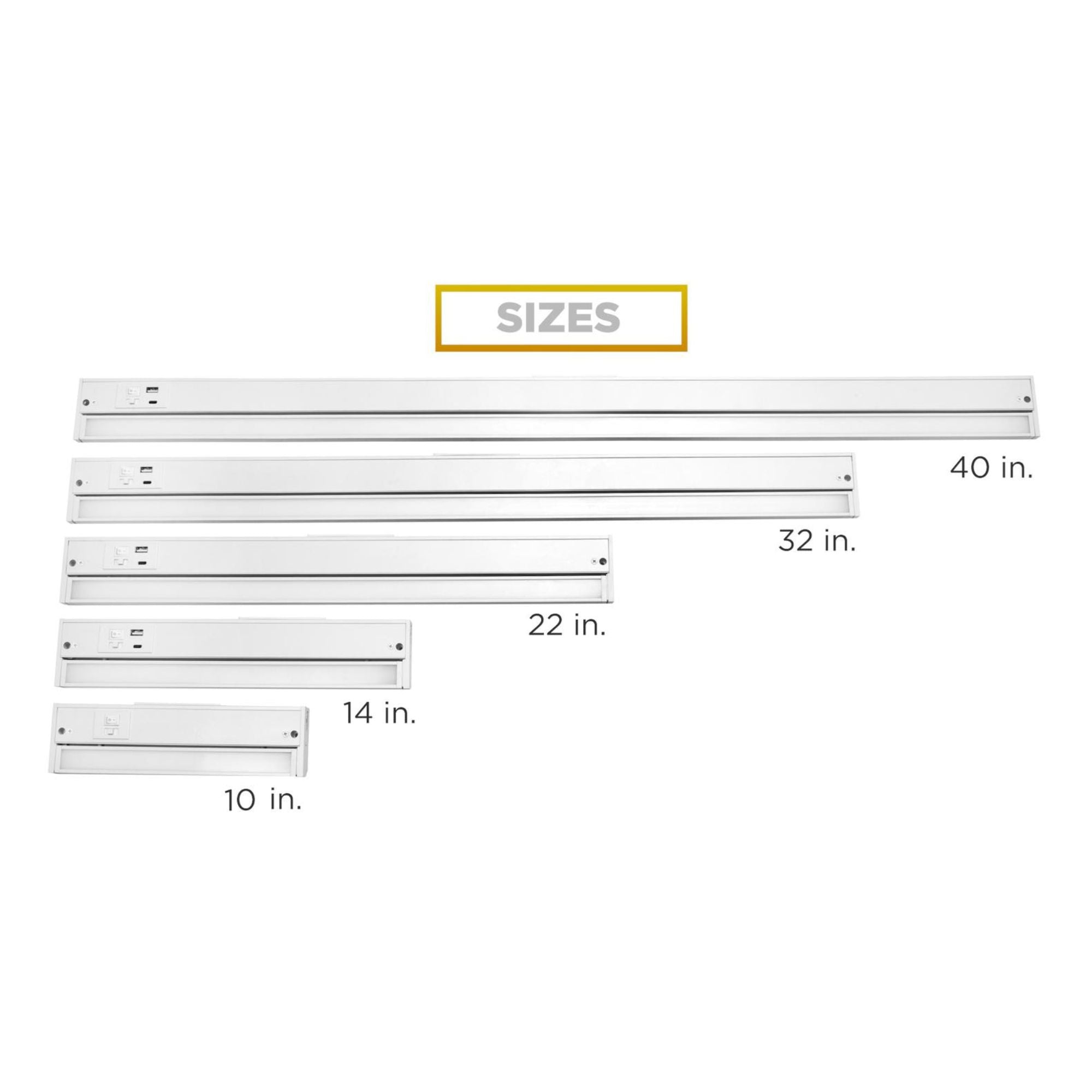 Elena 40-Inch Under Cabinet LED Light, Selectable CCT 2700K to 5000K, 120V, White - Bees Lighting