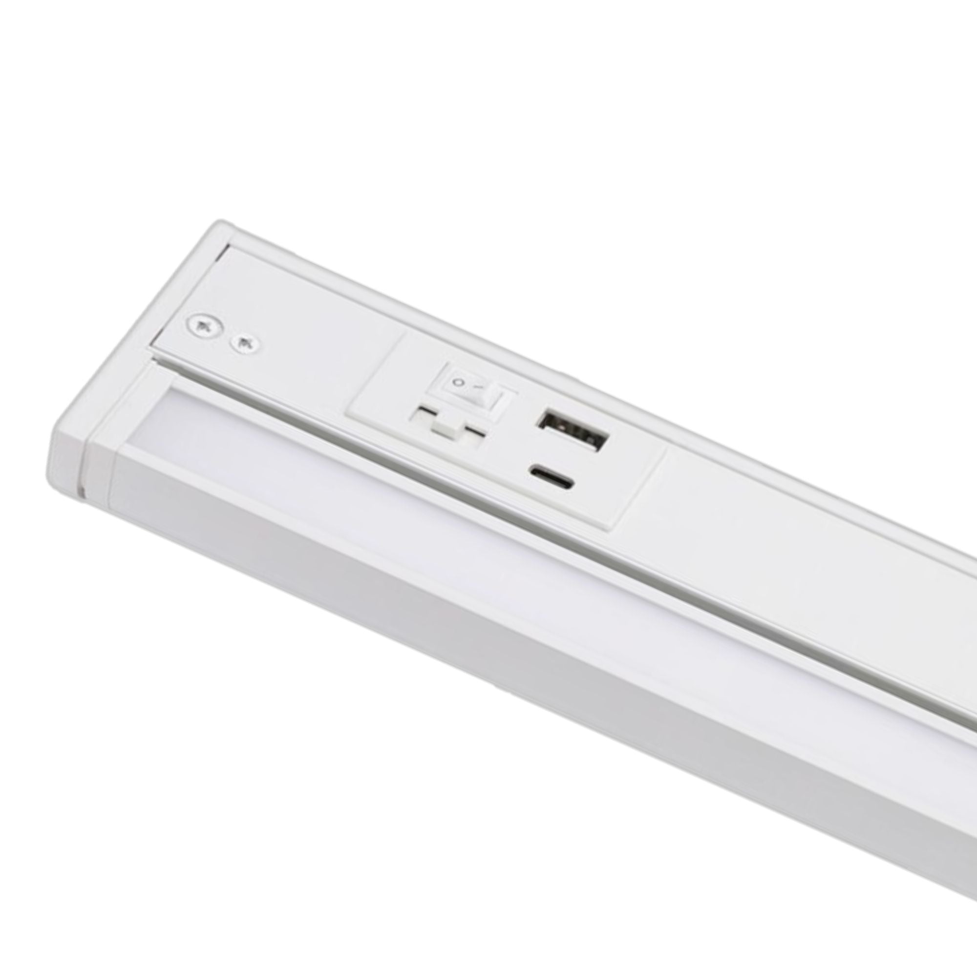 Elena 14-Inch LED Under Cabinet Light with USB Charging Ports, White