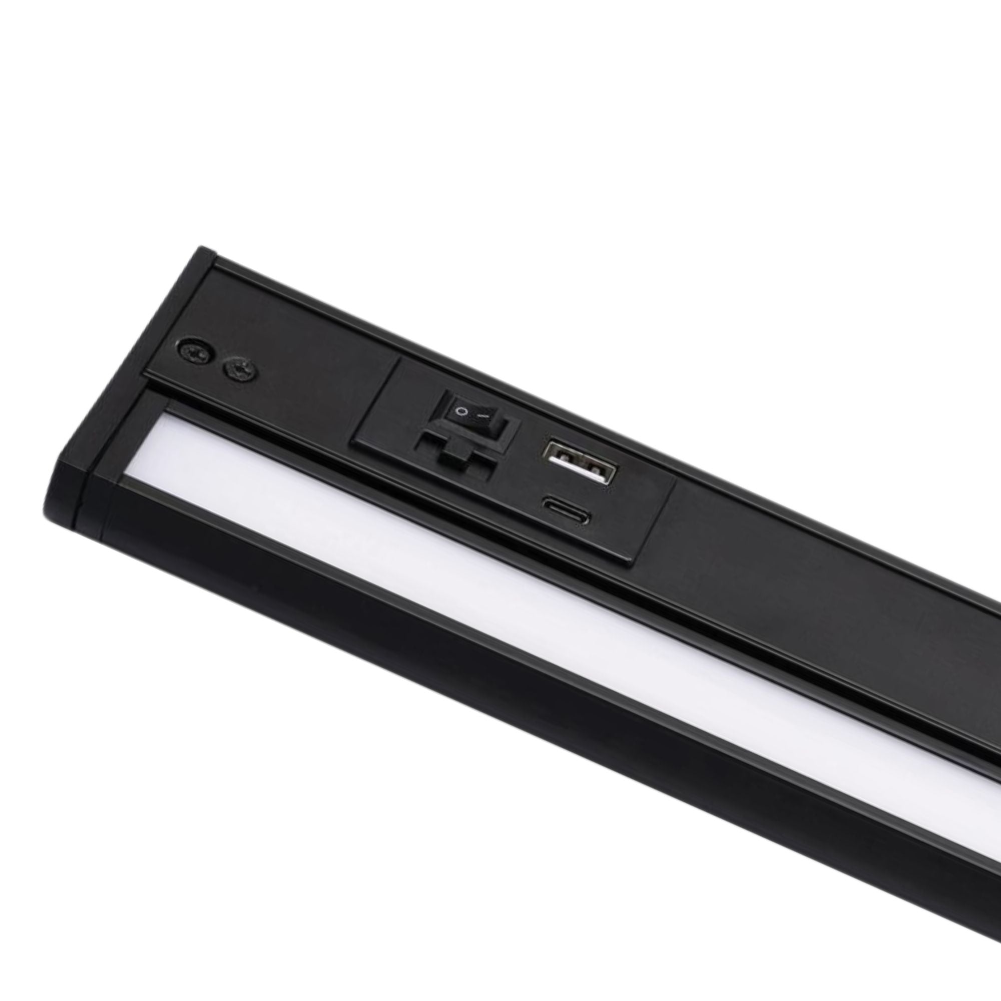 Elena 32-Inch LED Under Cabinet Light with USB Charging Ports, Black