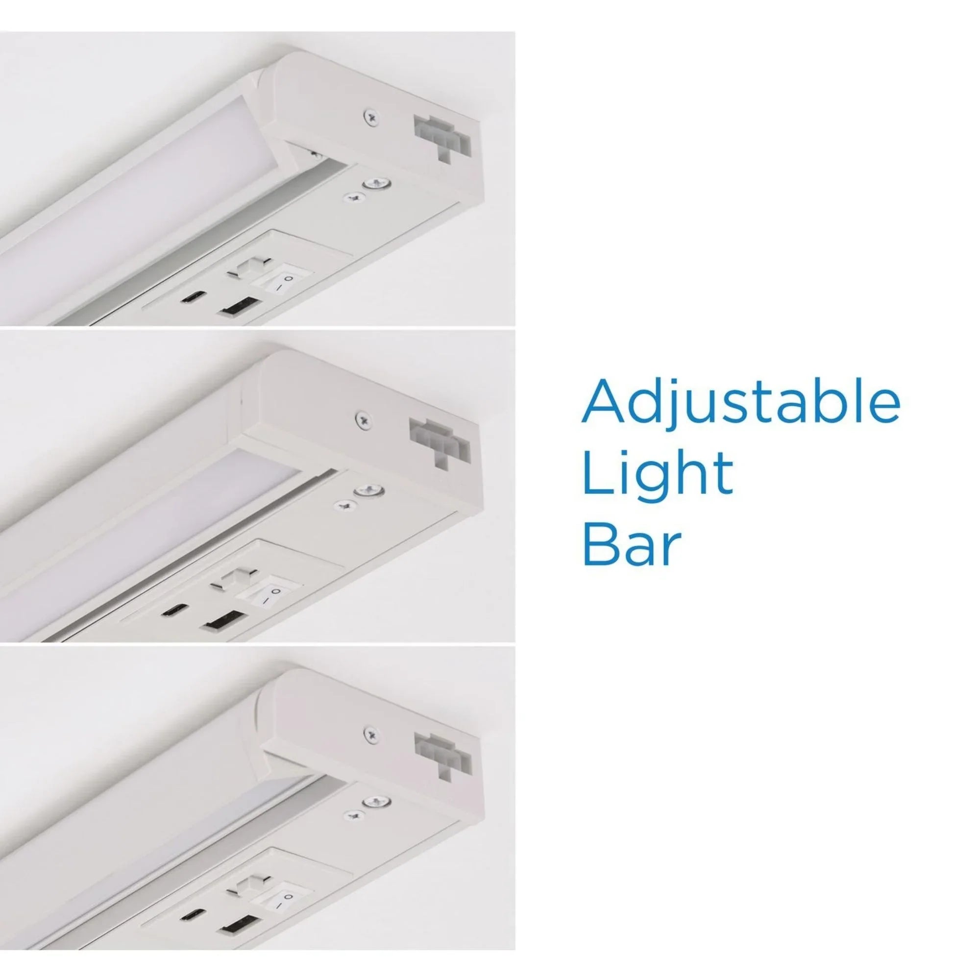 Elena 40-Inch LED Under Cabinet Light with USB Charging Ports, White