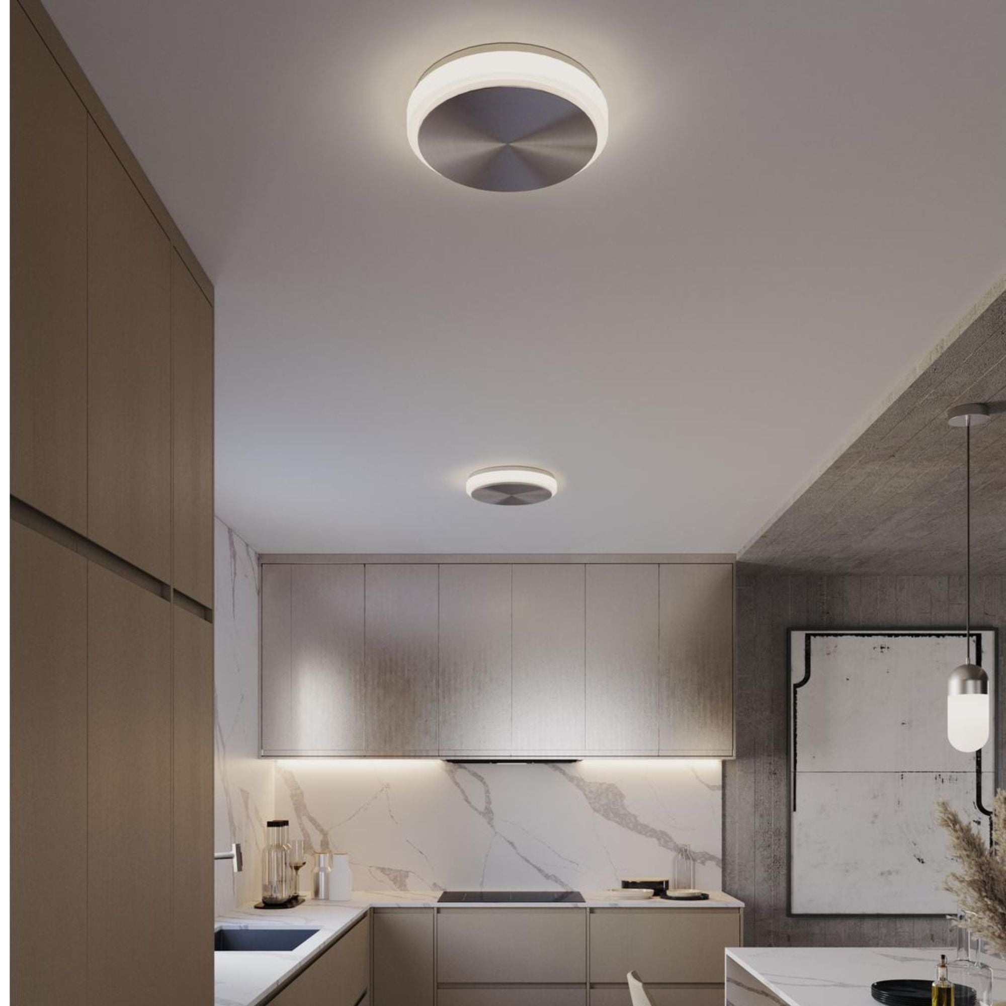 Eris 14" LED Flush Mount, 5CCT, Satin Nickel Finish