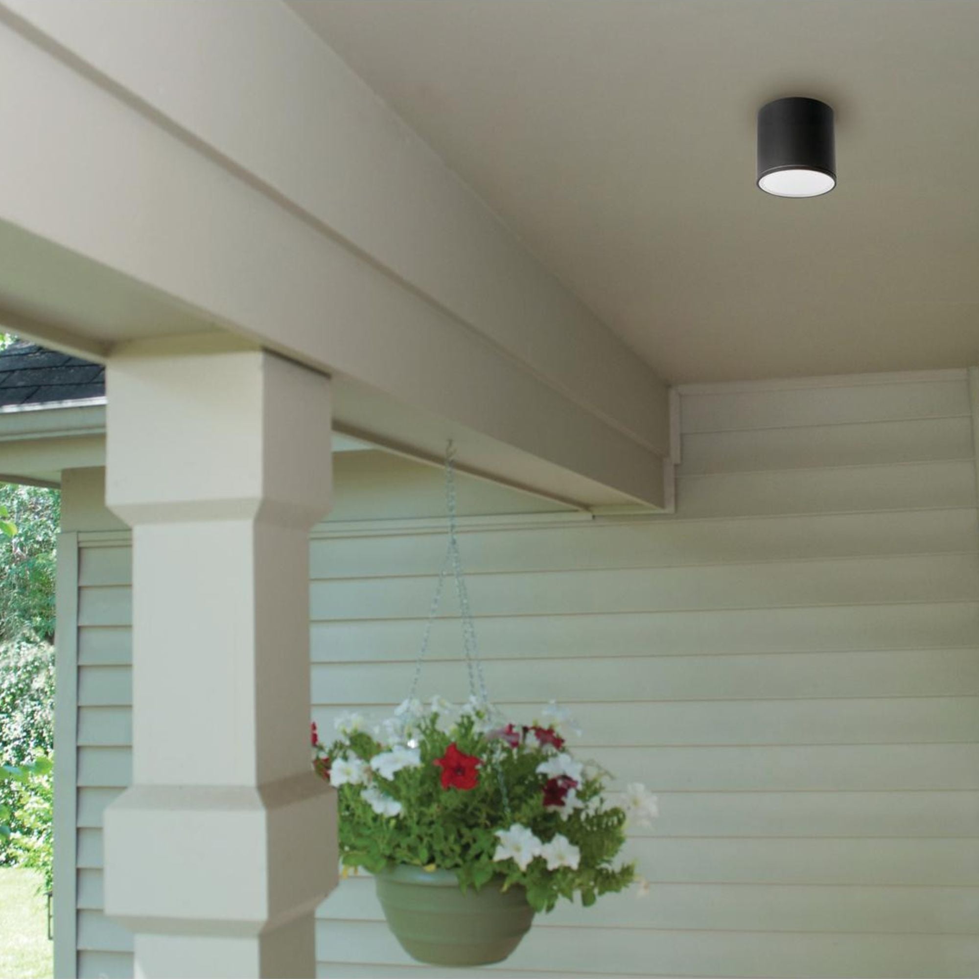 Everly 8 in. LED Outdoor Flush Mount Light 120-277V, Selectable CCT Black - Bees Lighting