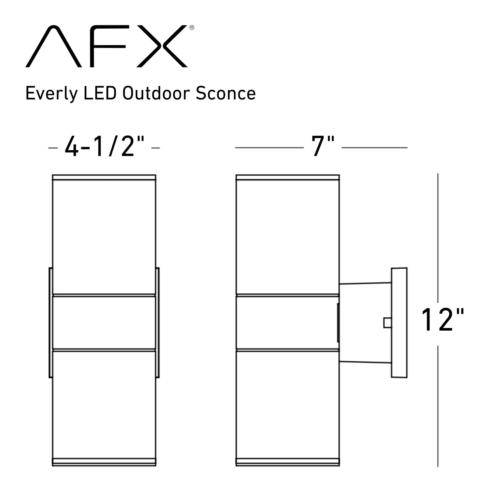 Everly 12 in. LED Outdoor Wall Light 120-277V, Selectable CCT Black - Bees Lighting
