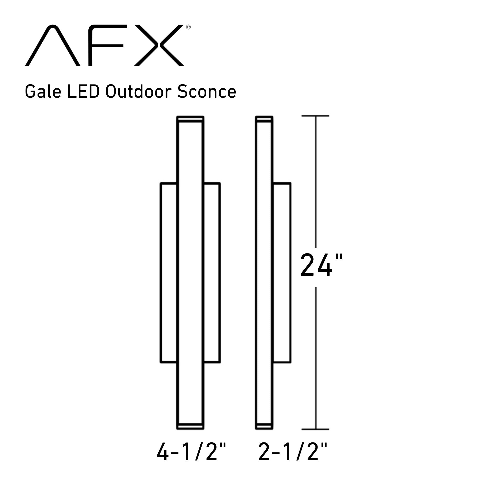 Gale 24 in. LED Outdoor Wall Sconce 1000 lumens 3000K Textured Black Finish - Bees Lighting