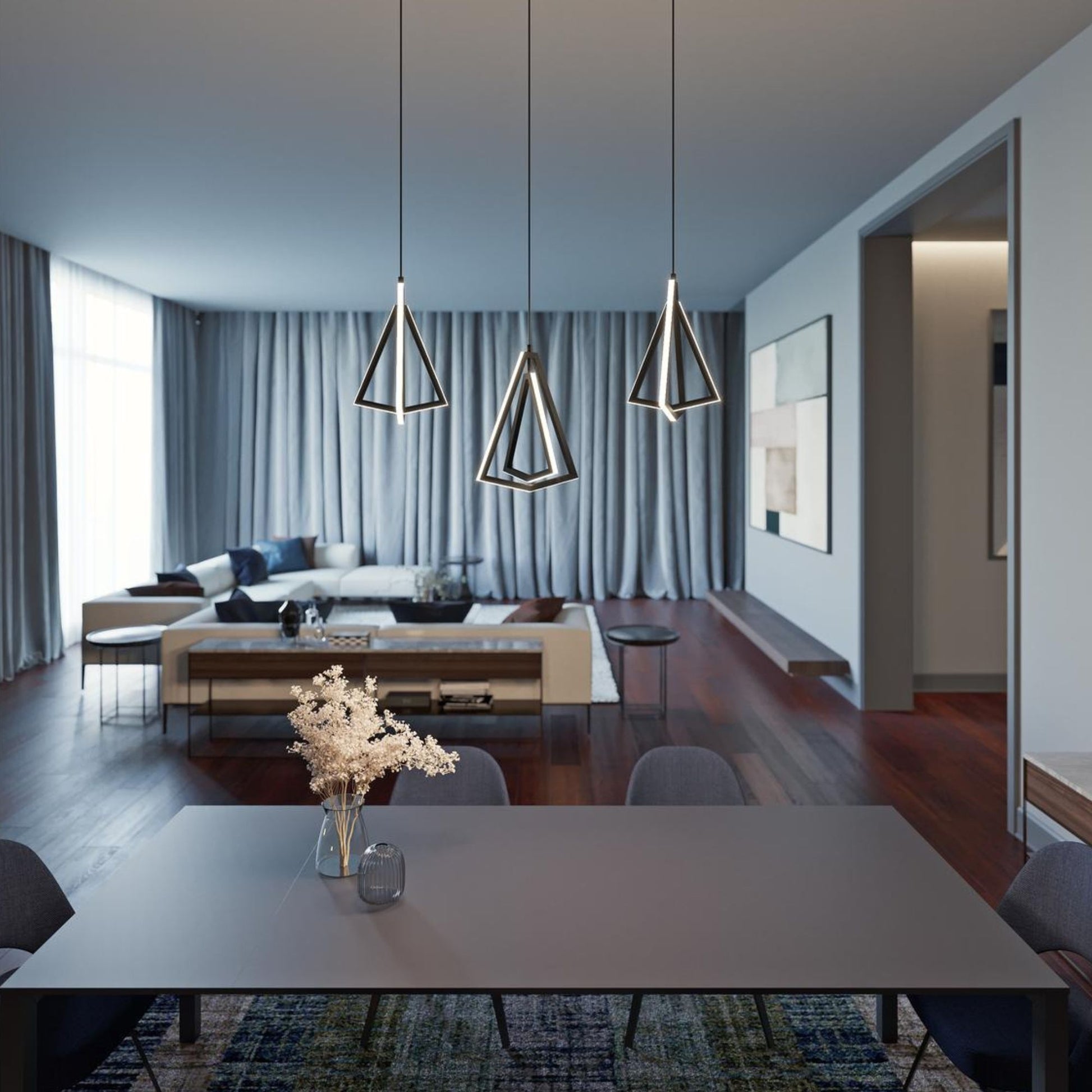 Gianna 36" LED Linear Pendant, Satin Nickel Finish - Bees Lighting
