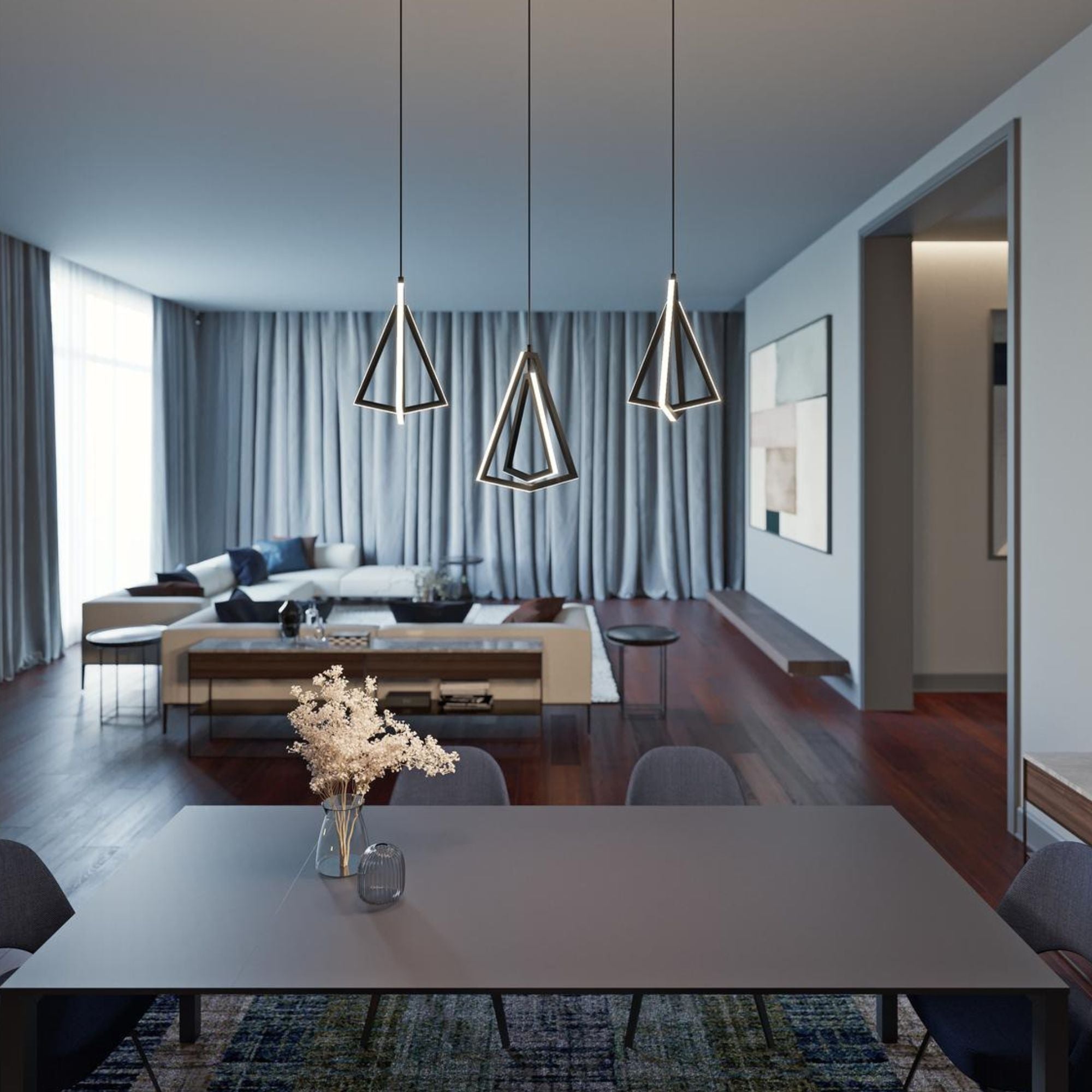 Gianna 36" LED Linear Pendant, Satin Nickel Finish - Bees Lighting