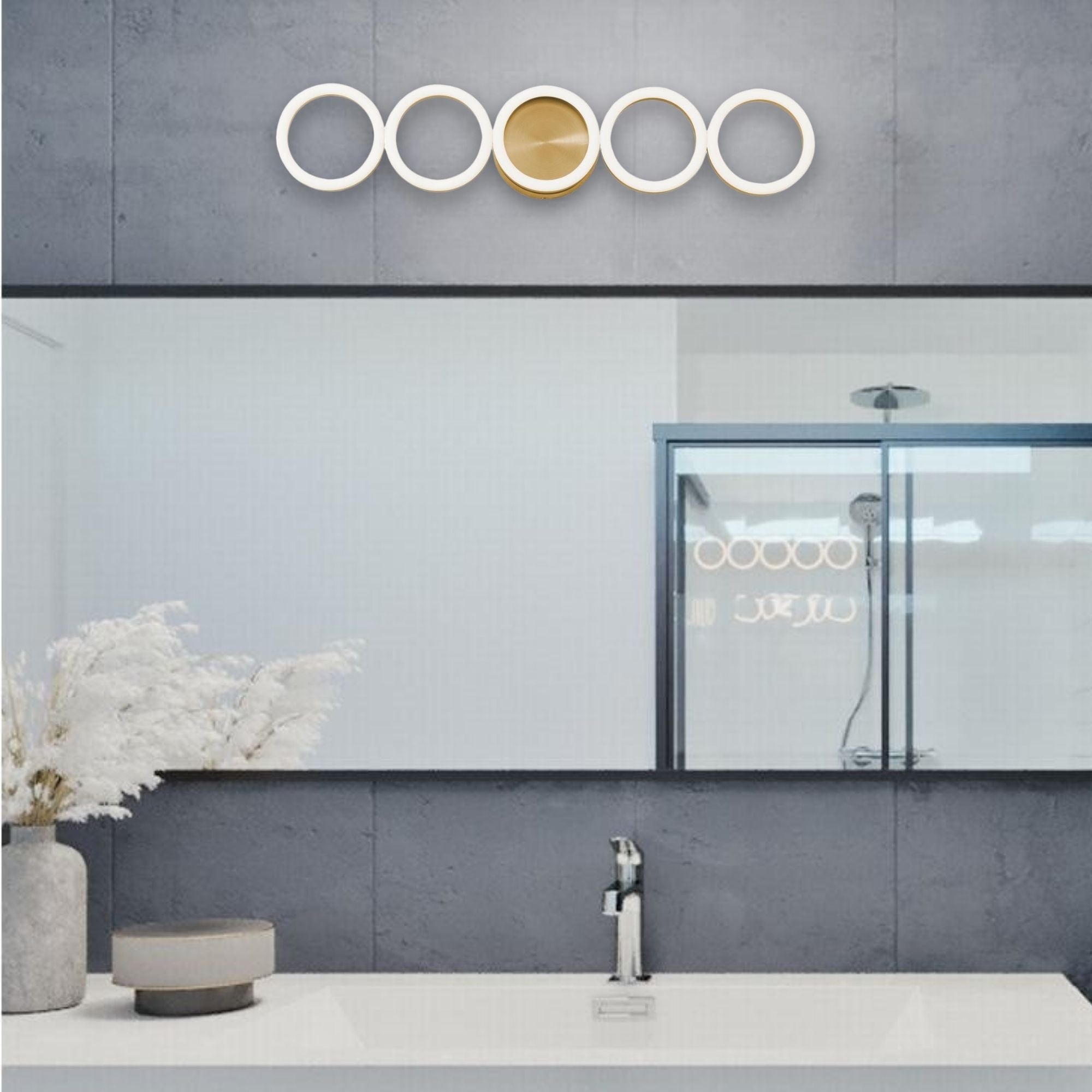 Glo 5 Lights 24 In. LED Vanity Light Satin Brass Finish - Bees Lighting